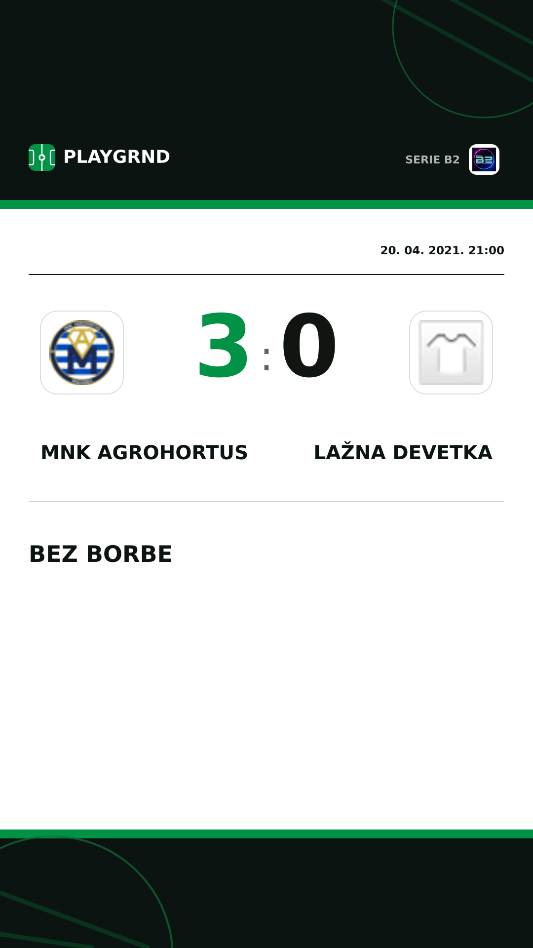 Instagram slika: Mnk Agrohortus 3:0 Lažna Devetka