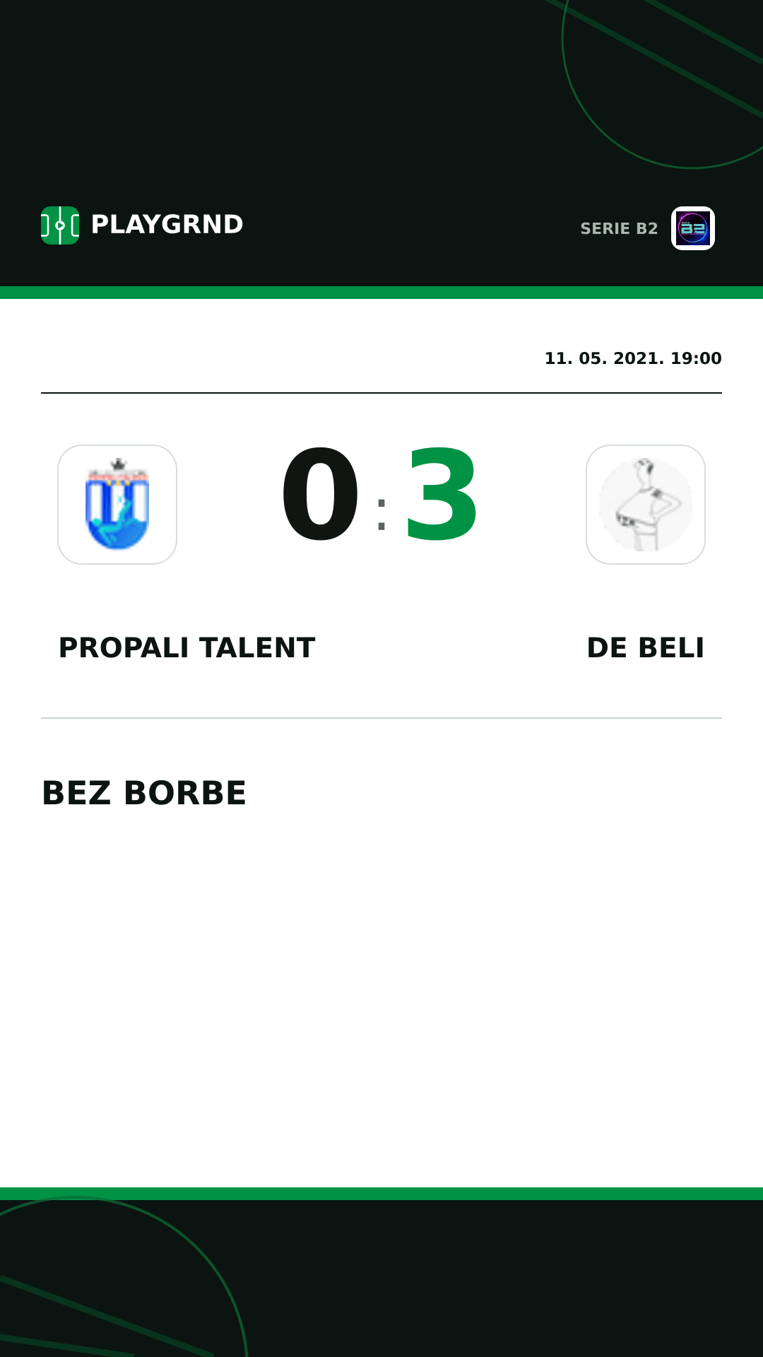 Instagram slika: Propali Talent 0:3 DE Beli