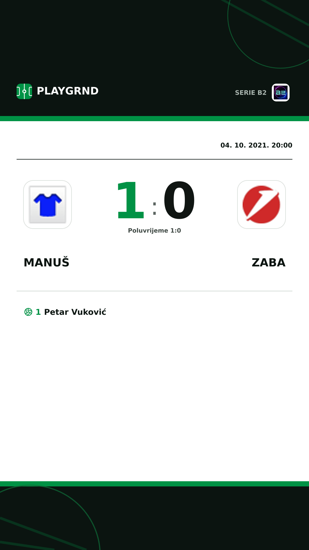Instagram slika: Manuš 1:0 Zaba