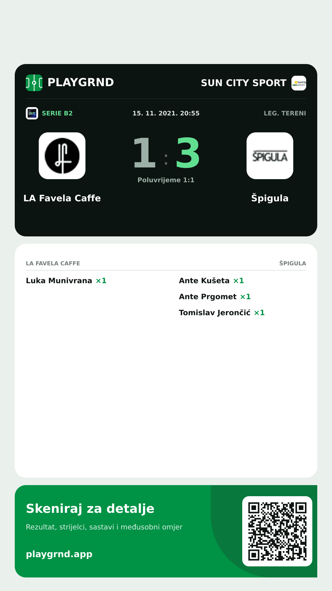Story slika: LA Favela Caffe 1:3 Špigula