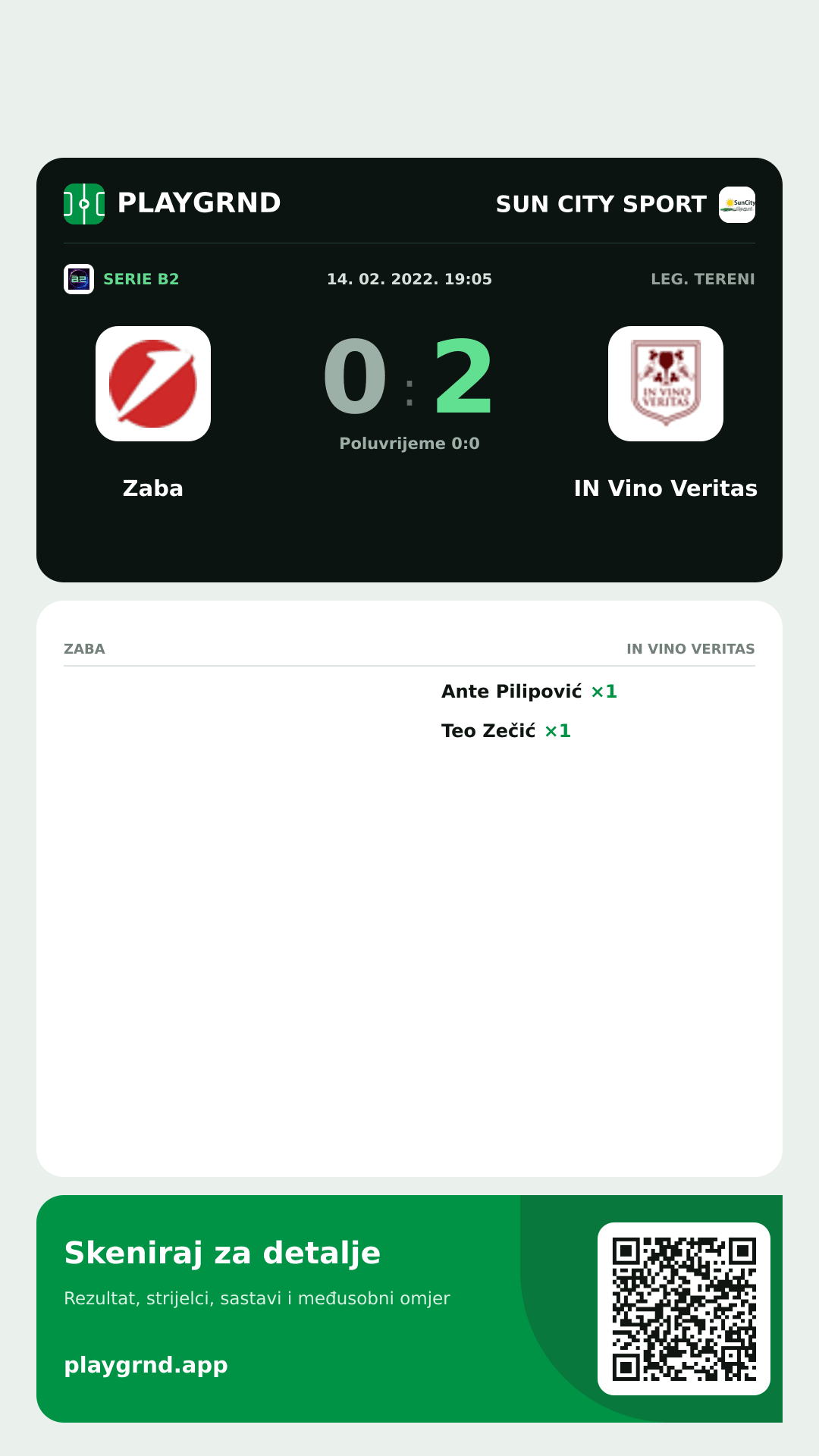 Story slika: Zaba 0:2 IN Vino Veritas