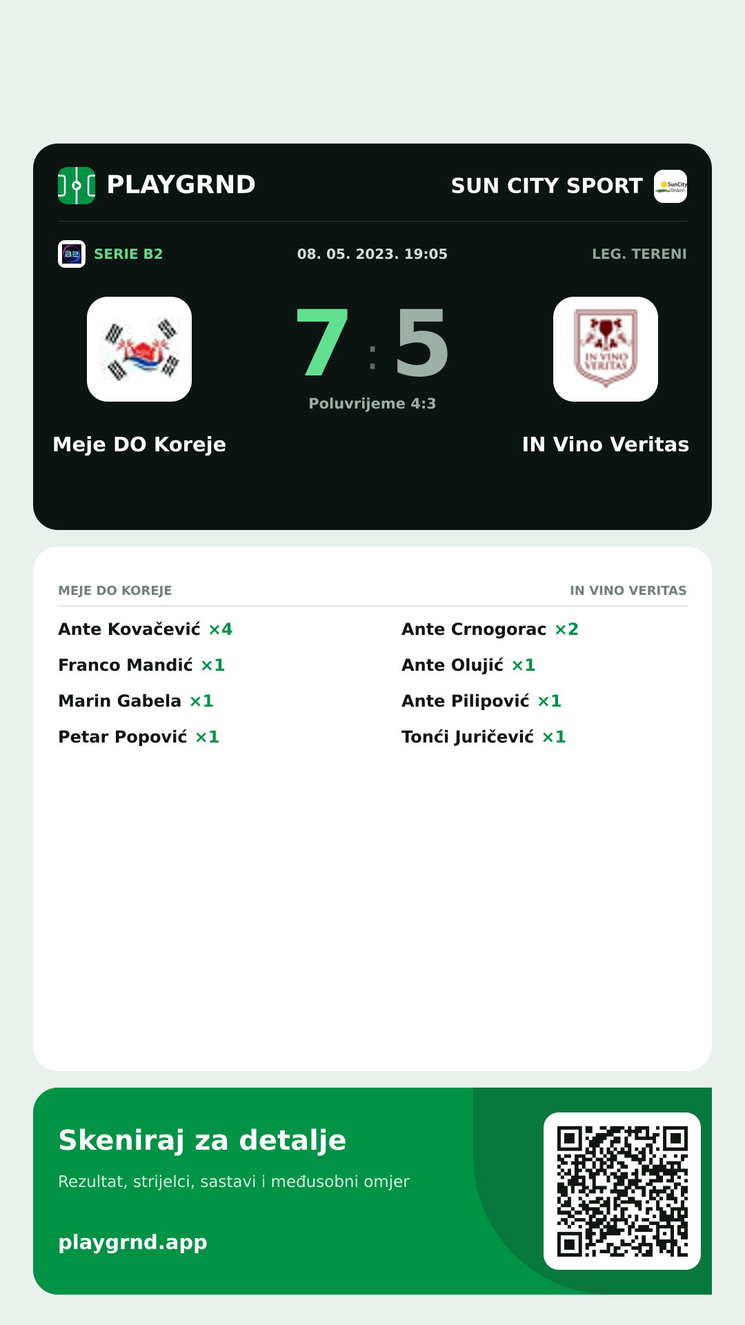 Story image: Meje DO Koreje 7:5 IN Vino Veritas