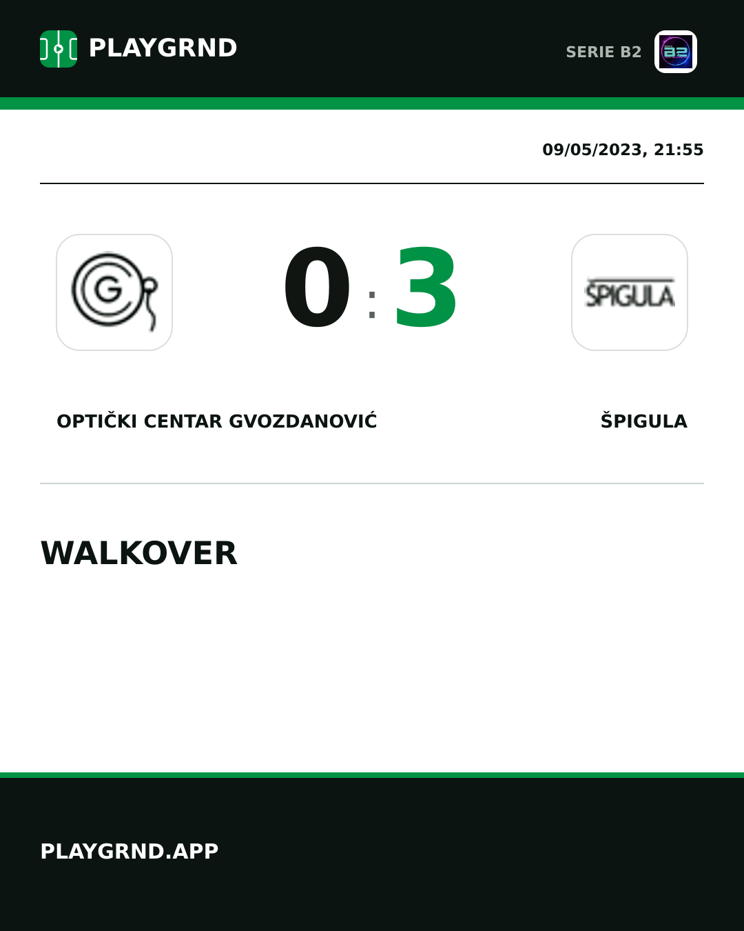 Instagram artwork: Optički Centar Gvozdanović 0:3 Špigula