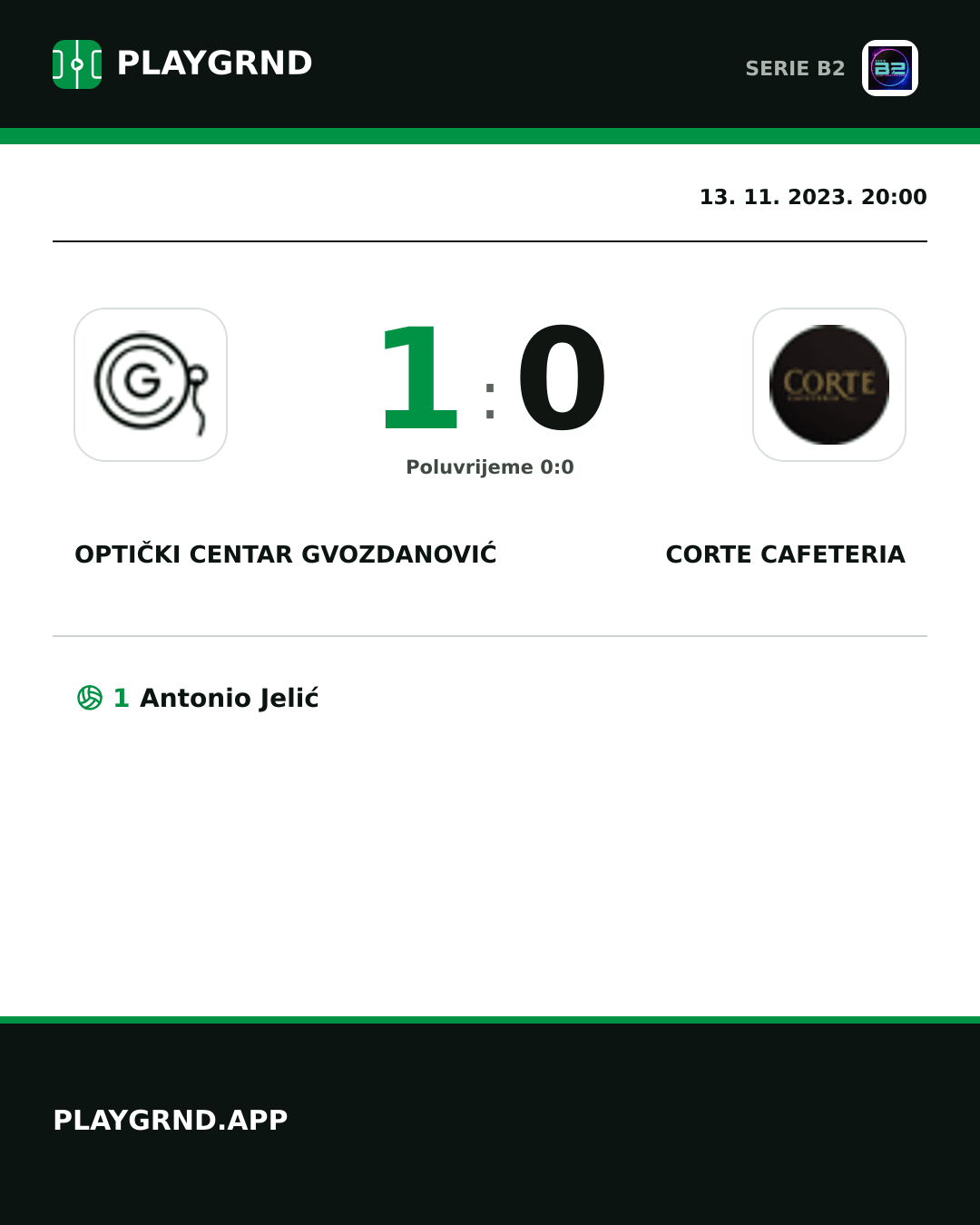 Instagram slika: Optički Centar Gvozdanović 1:0 Corte Cafeteria