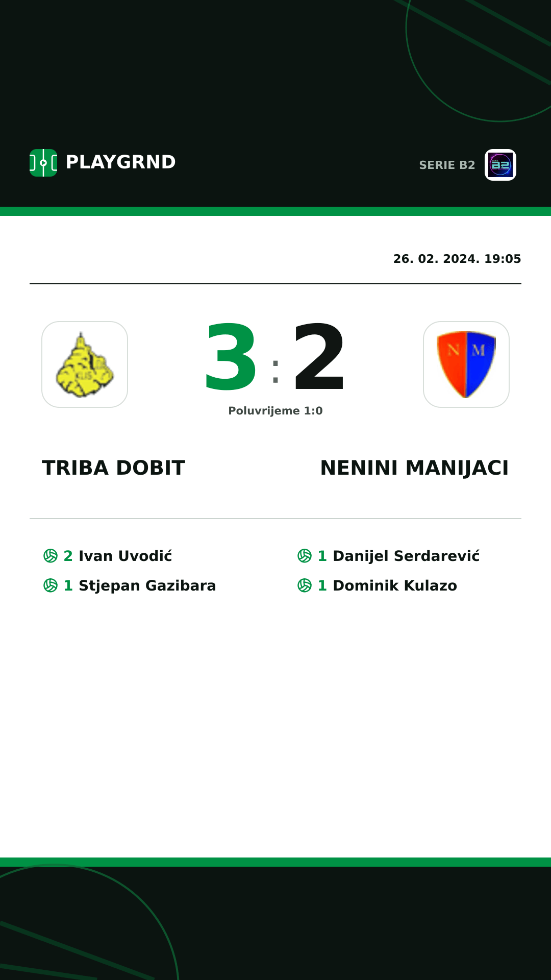 Instagram slika: Triba Dobit 3:2 Nenini Manijaci