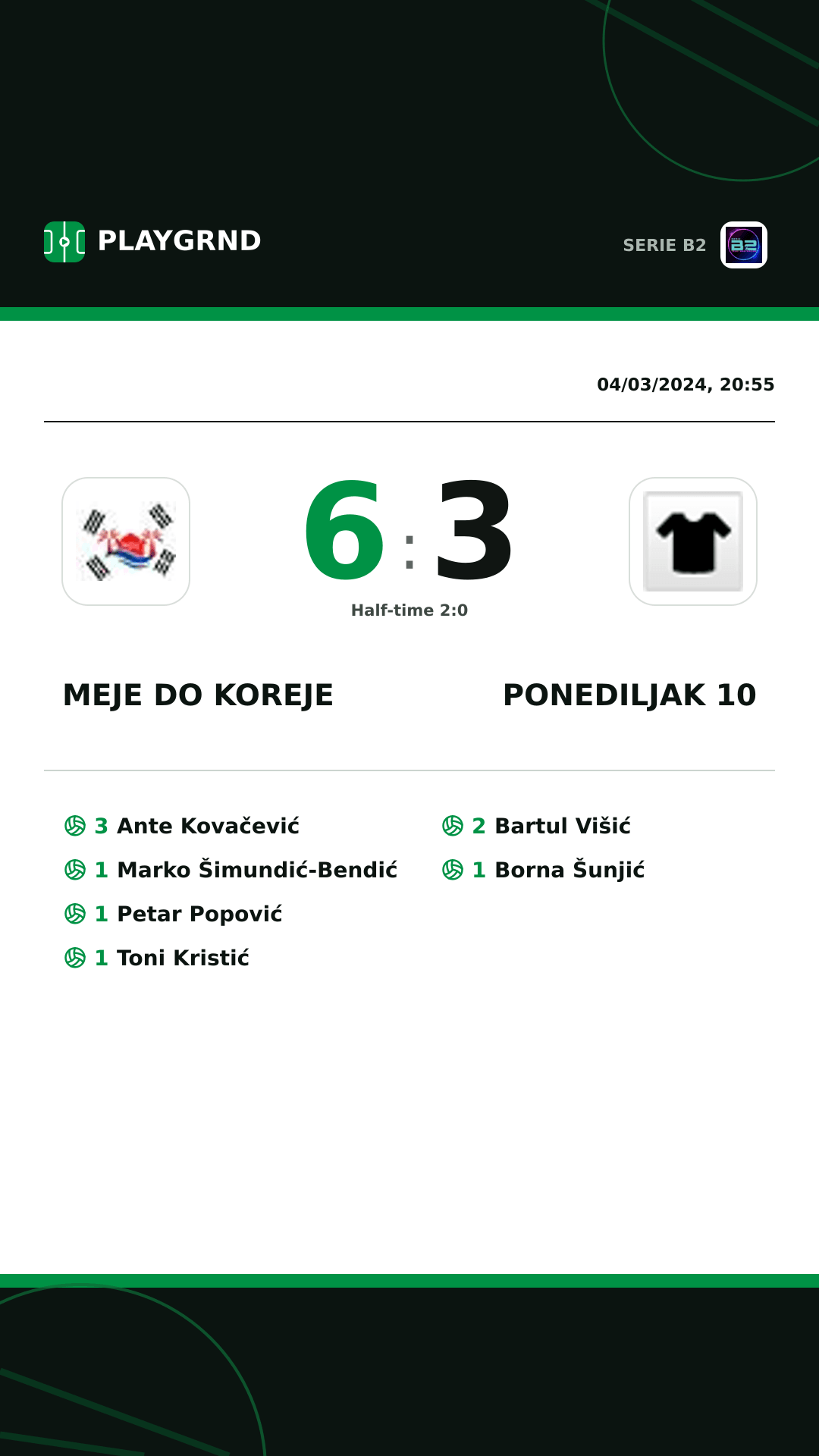 Instagram artwork: Meje DO Koreje 6:3 Ponediljak 10
