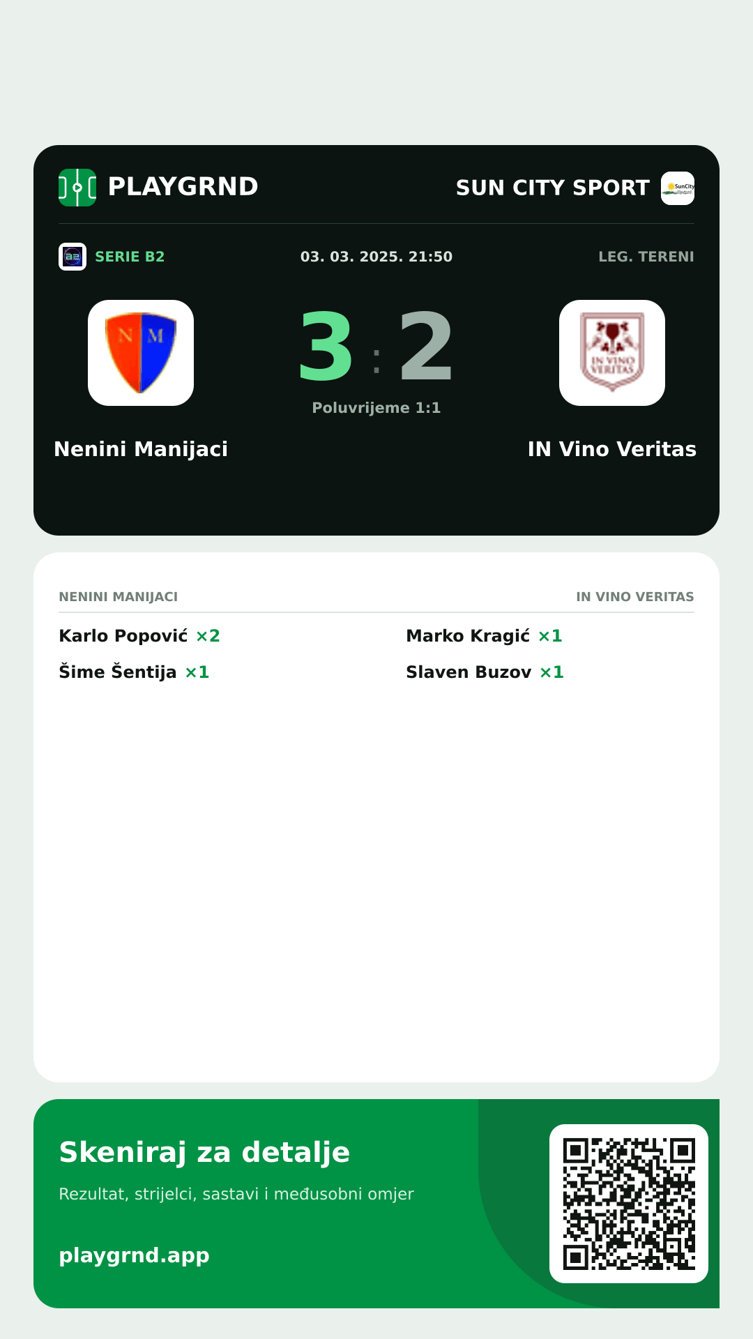 Story image: Nenini Manijaci 3:2 IN Vino Veritas