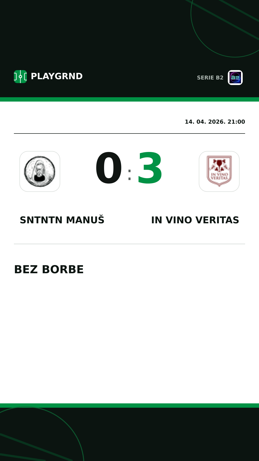 Instagram slika: Sntntn Manuš 0:3 IN Vino Veritas