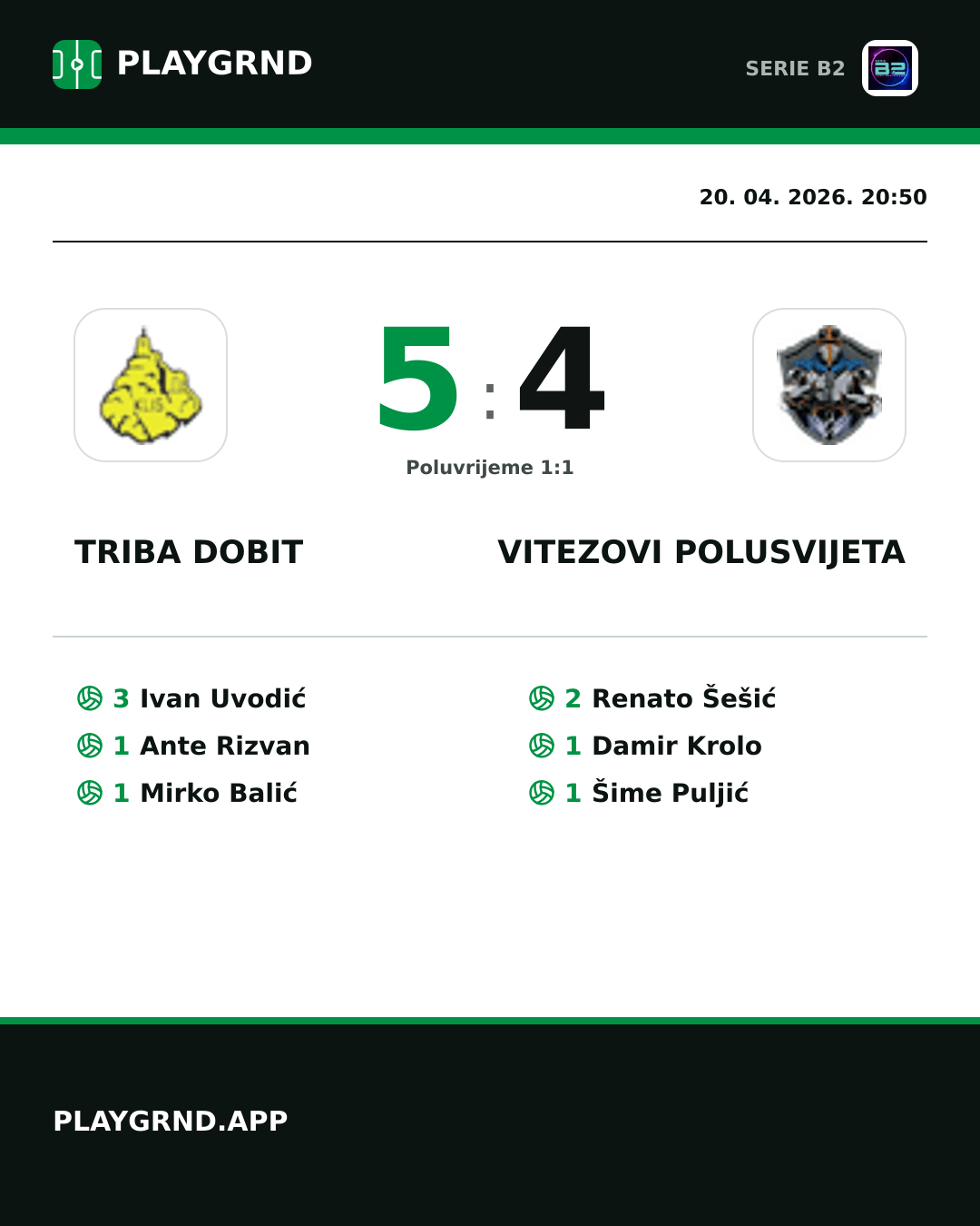 Instagram slika: Triba Dobit 5:4 Vitezovi Polusvijeta