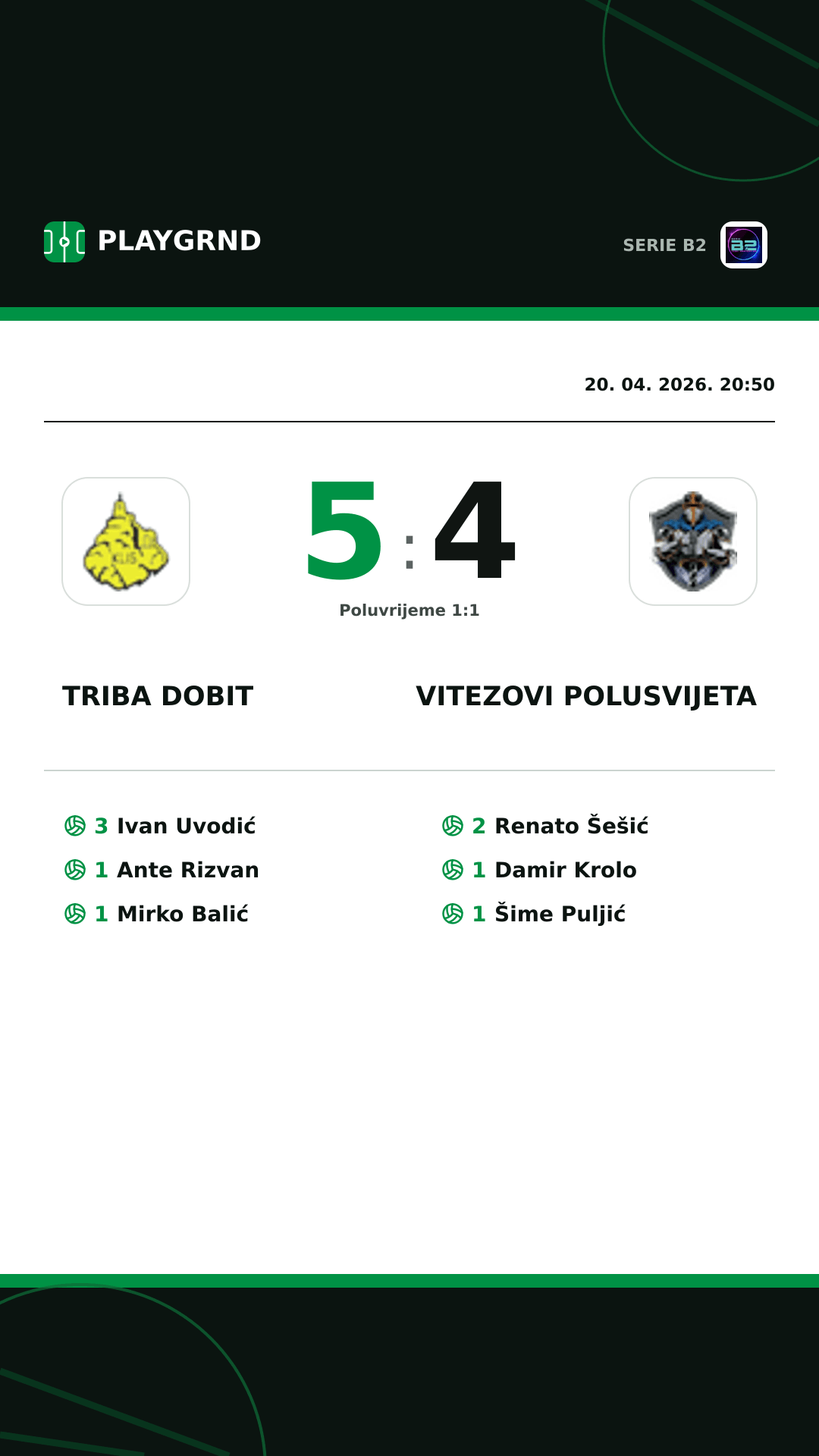 Instagram slika: Triba Dobit 5:4 Vitezovi Polusvijeta