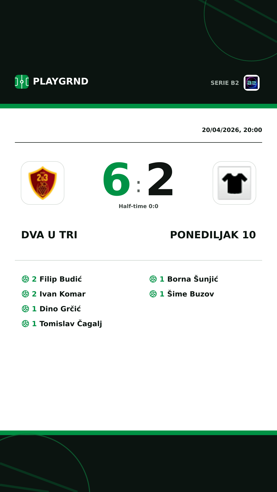 Instagram artwork: Dva U Tri 6:2 Ponediljak 10