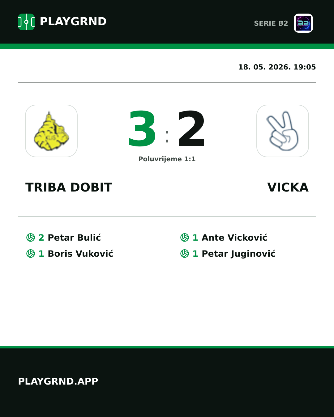Instagram slika: Triba Dobit 3:2 Vicka