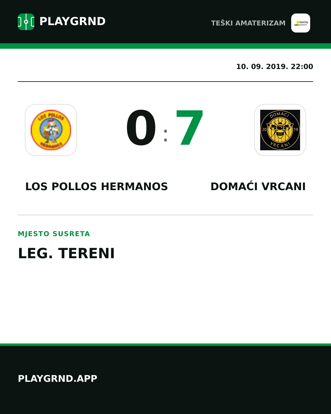 Instagram slika: Los Pollos Hermanos 0:7 Domaći Vrcani