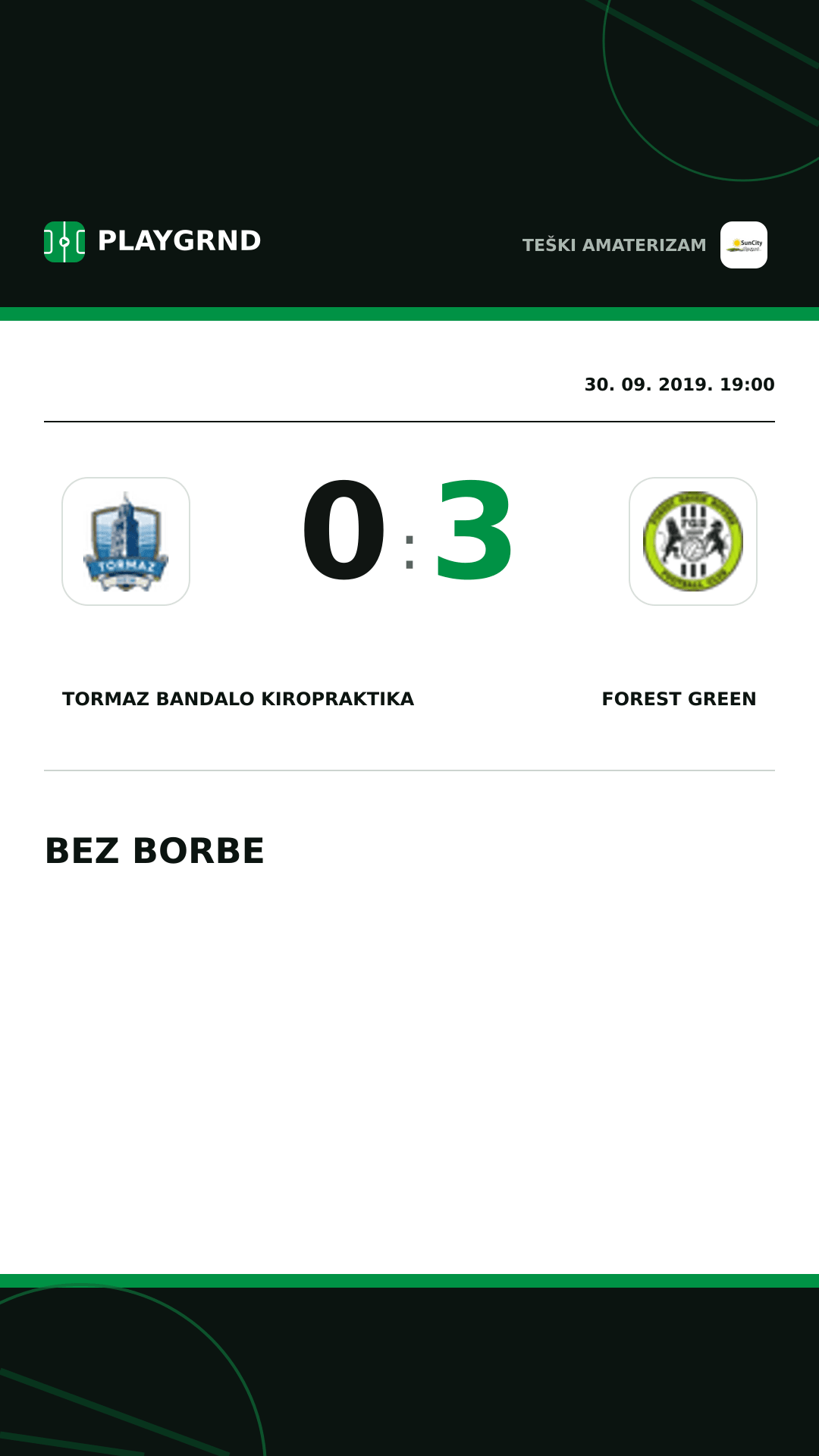 Instagram slika: Tormaz Bandalo Kiropraktika 0:3 Forest Green