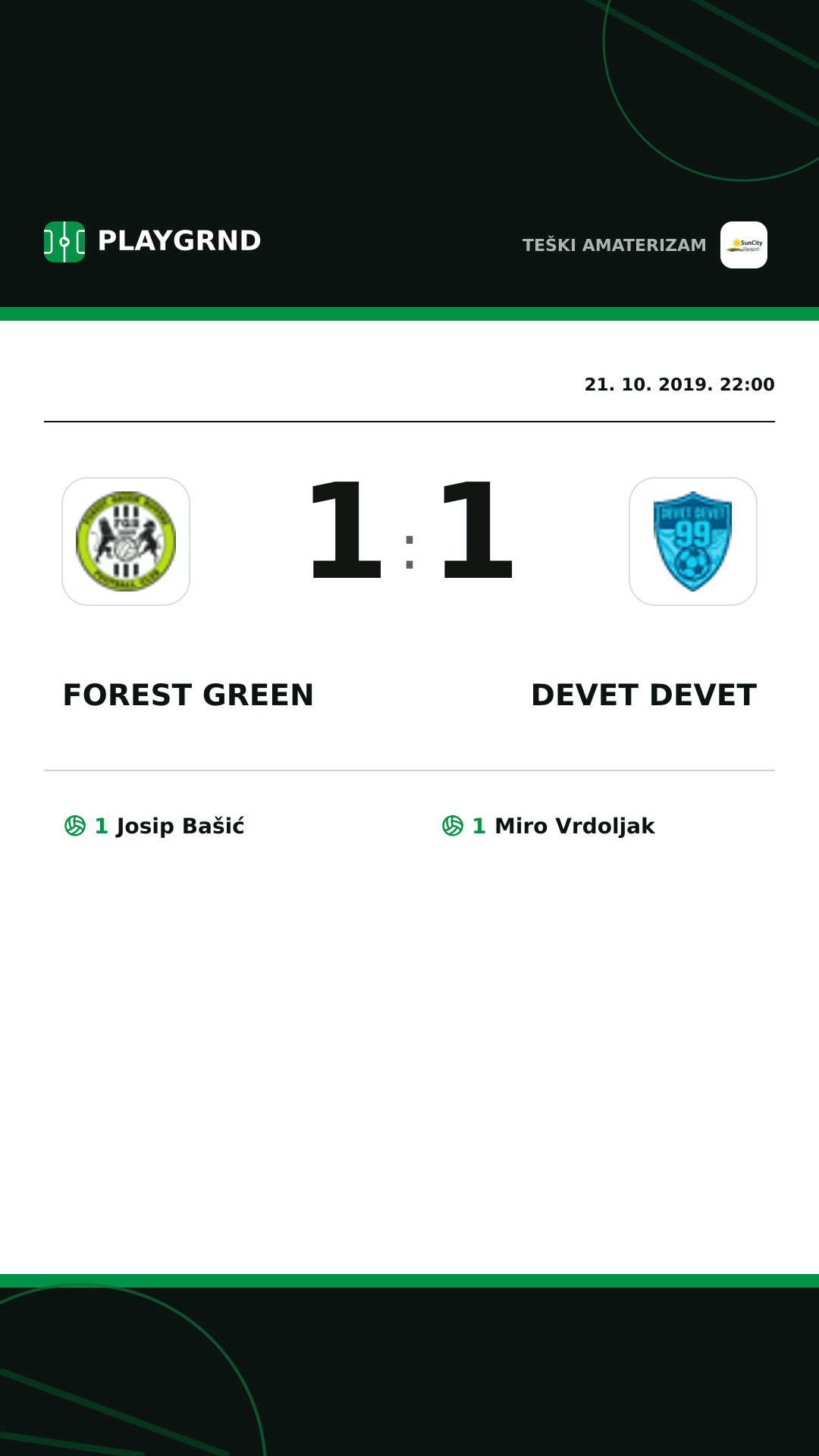 Instagram slika: Forest Green 1:1 Devet Devet