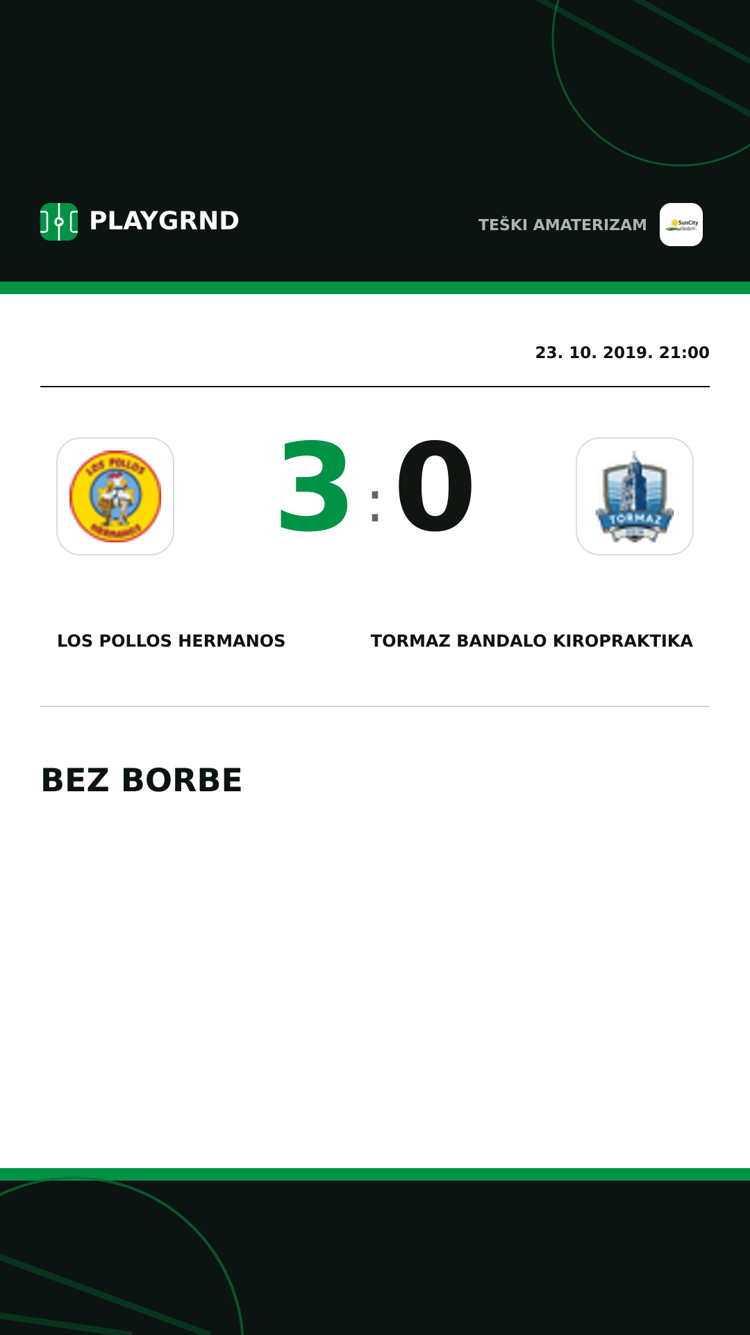 Instagram slika: Los Pollos Hermanos 3:0 Tormaz Bandalo Kiropraktika