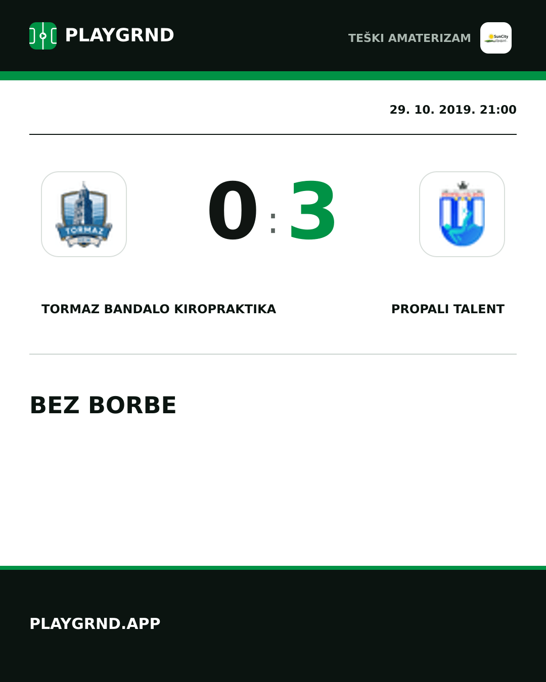 Instagram slika: Tormaz Bandalo Kiropraktika 0:3 Propali Talent