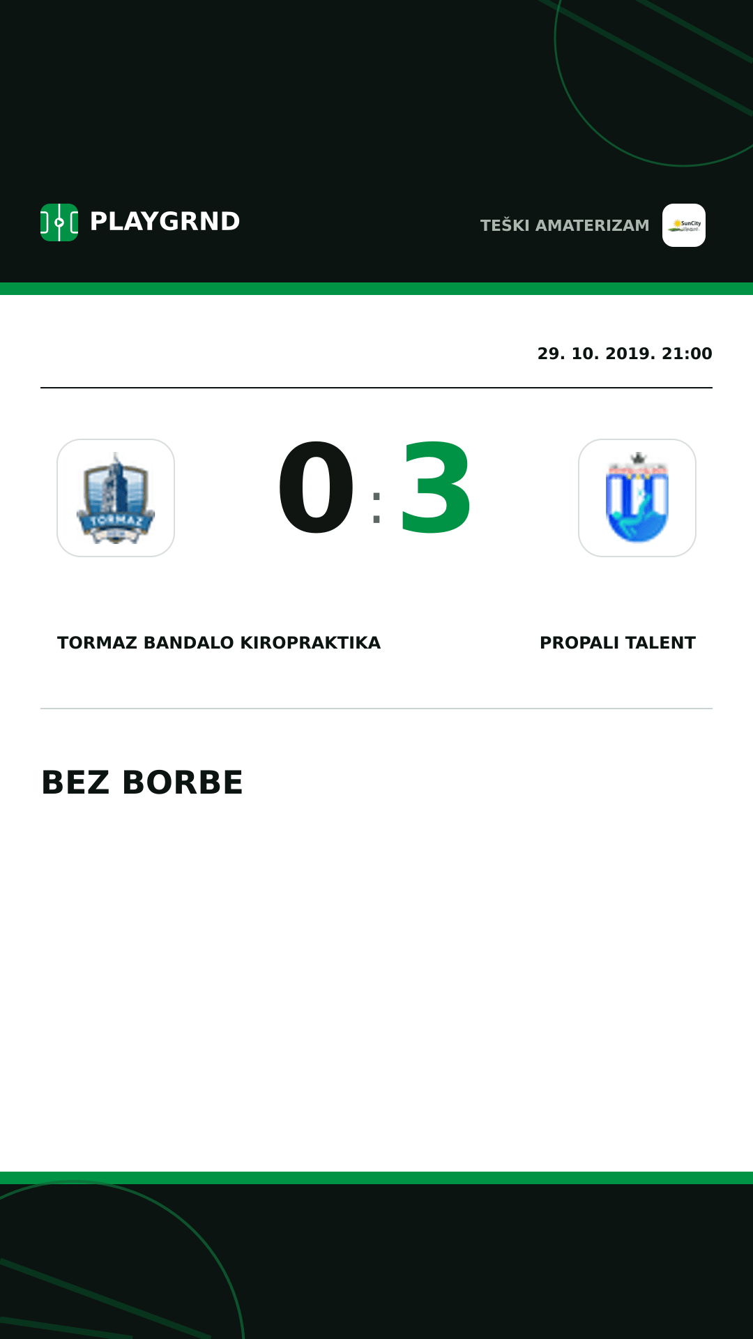 Instagram slika: Tormaz Bandalo Kiropraktika 0:3 Propali Talent