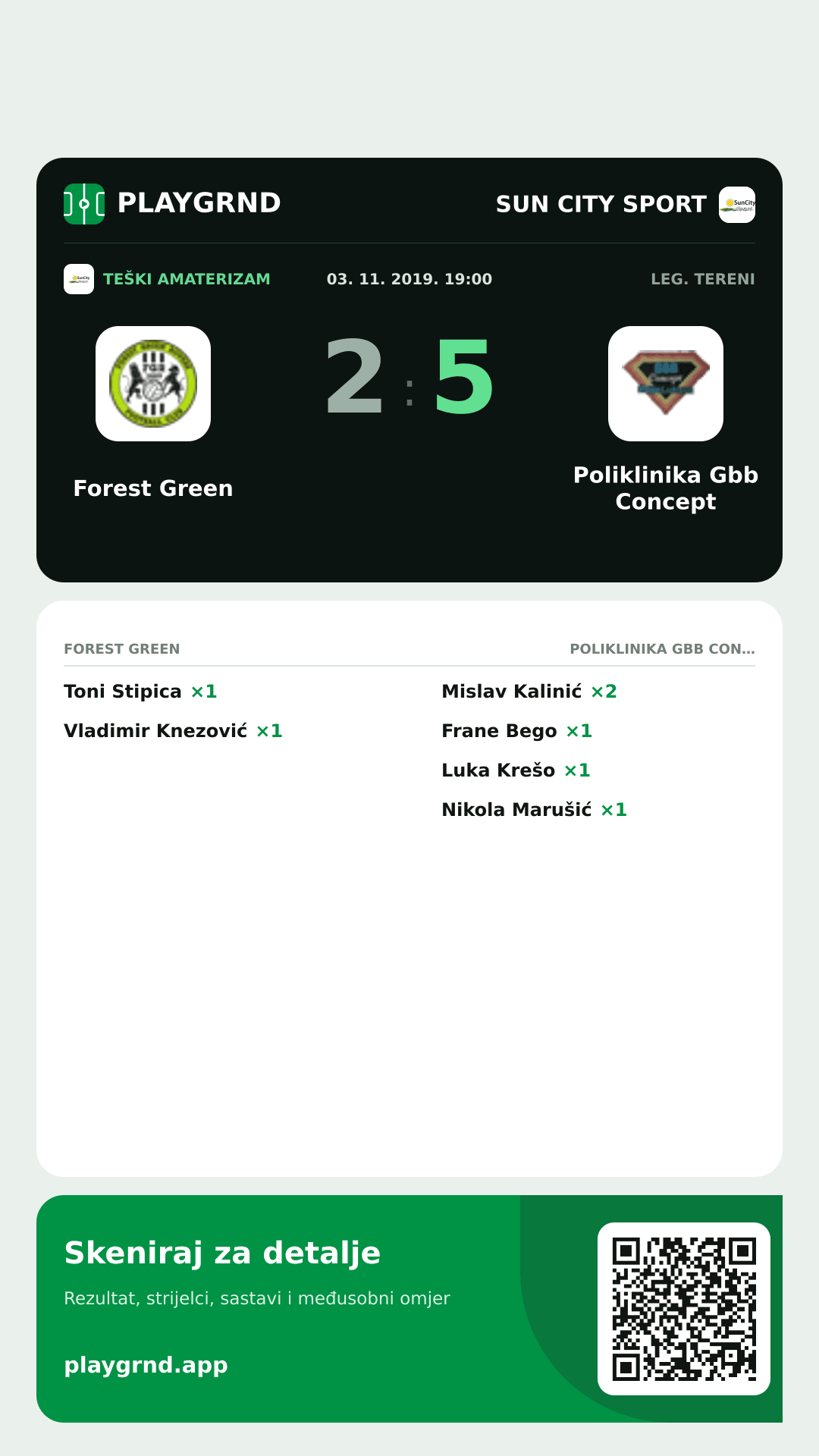 Story image: Forest Green 2:5 Poliklinika Gbb Concept