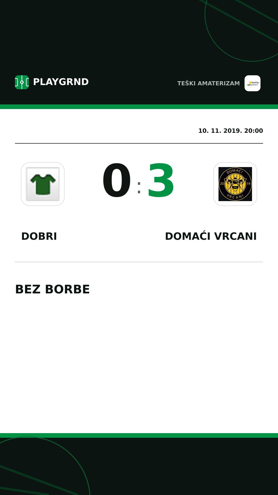Instagram slika: Dobri 0:3 Domaći Vrcani