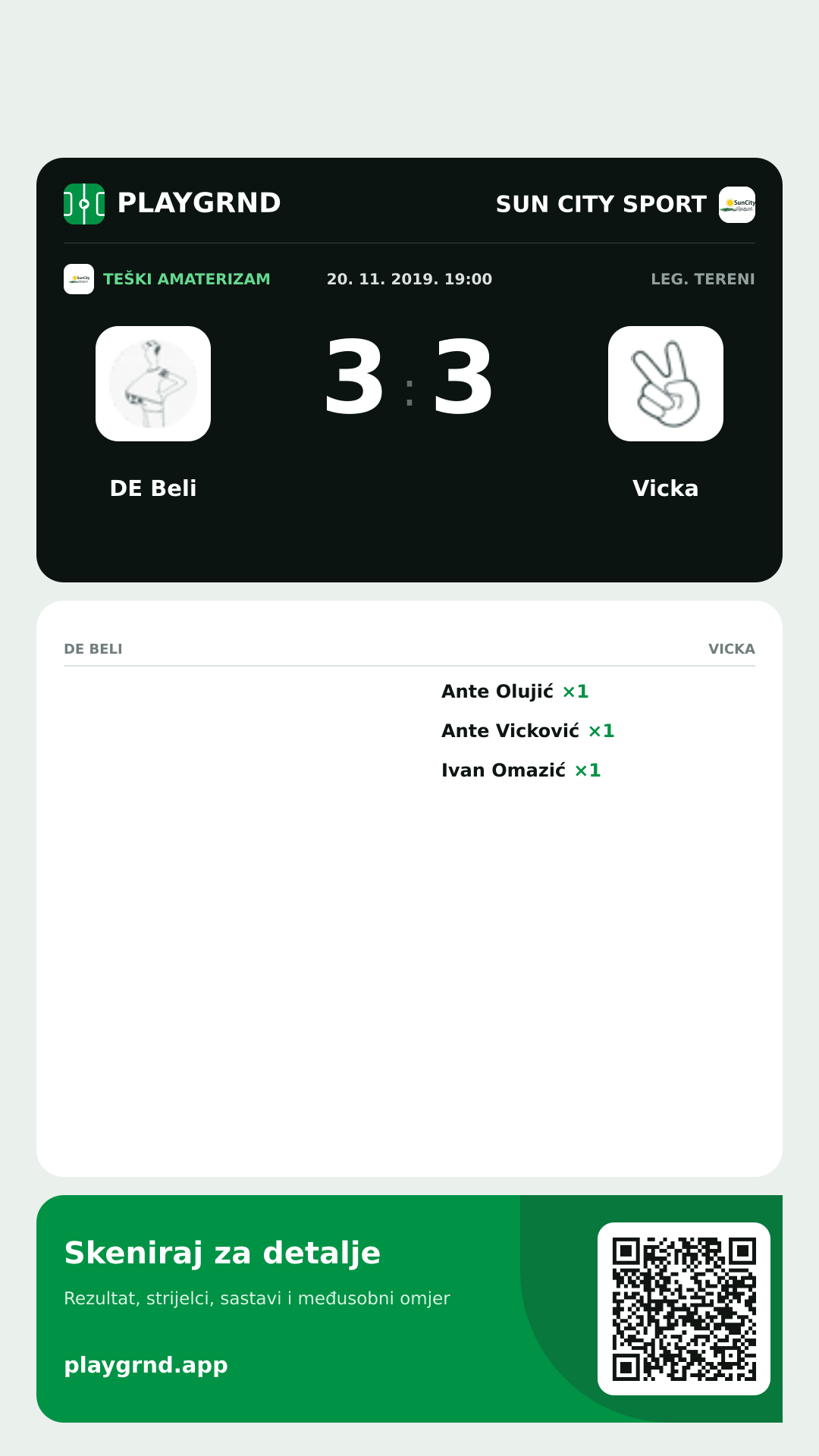 Story slika: DE Beli 3:3 Vicka