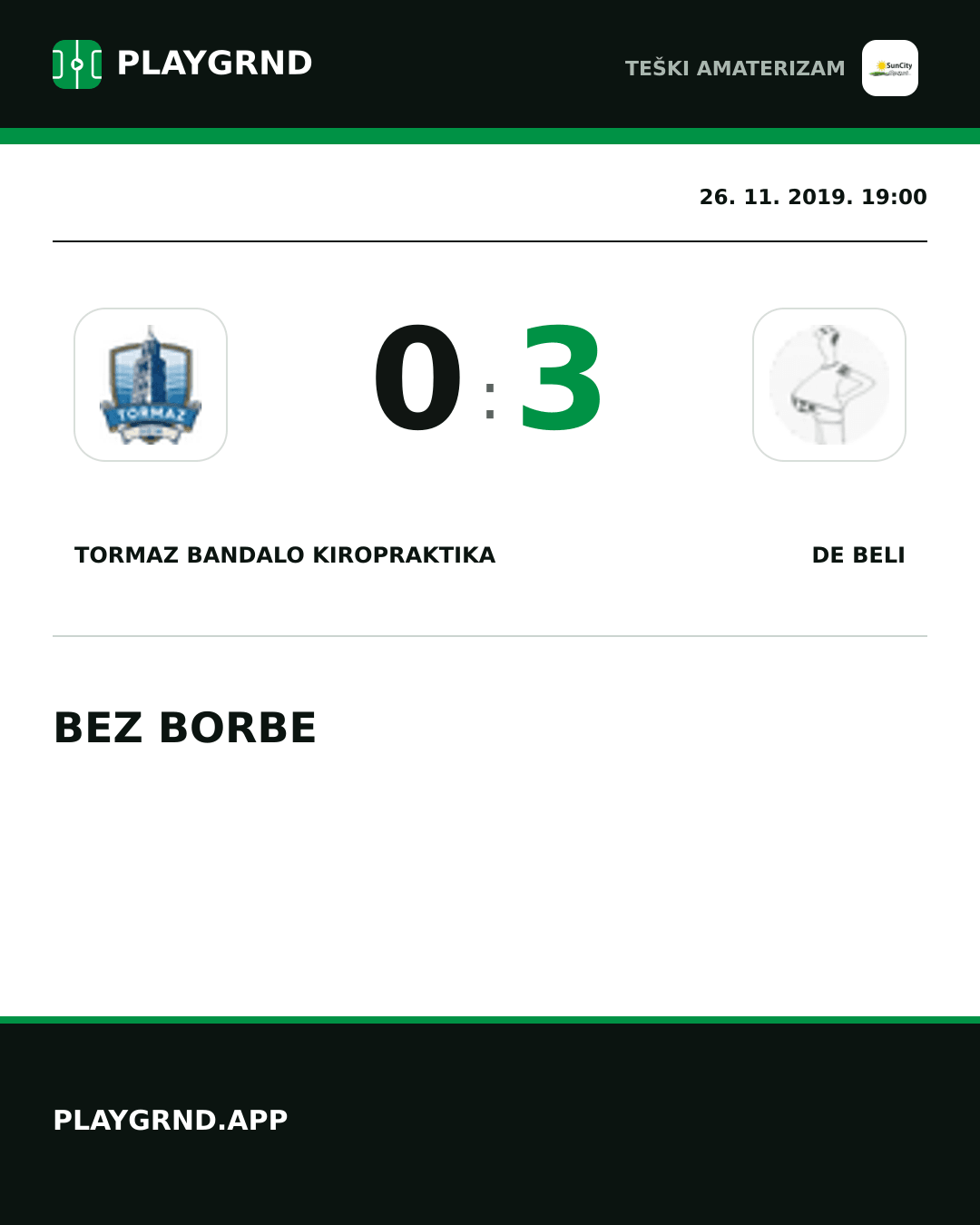 Instagram slika: Tormaz Bandalo Kiropraktika 0:3 DE Beli