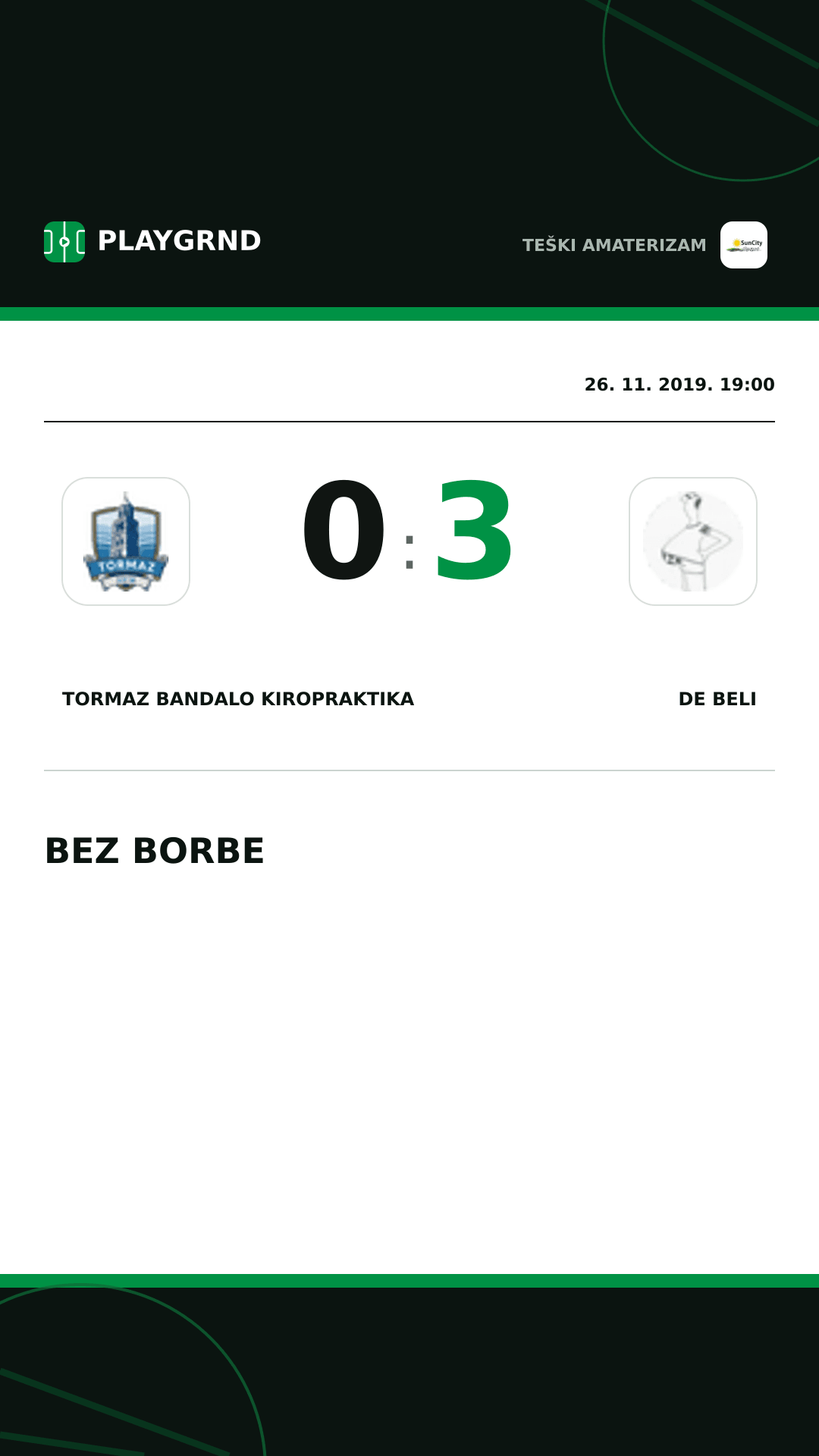 Instagram slika: Tormaz Bandalo Kiropraktika 0:3 DE Beli