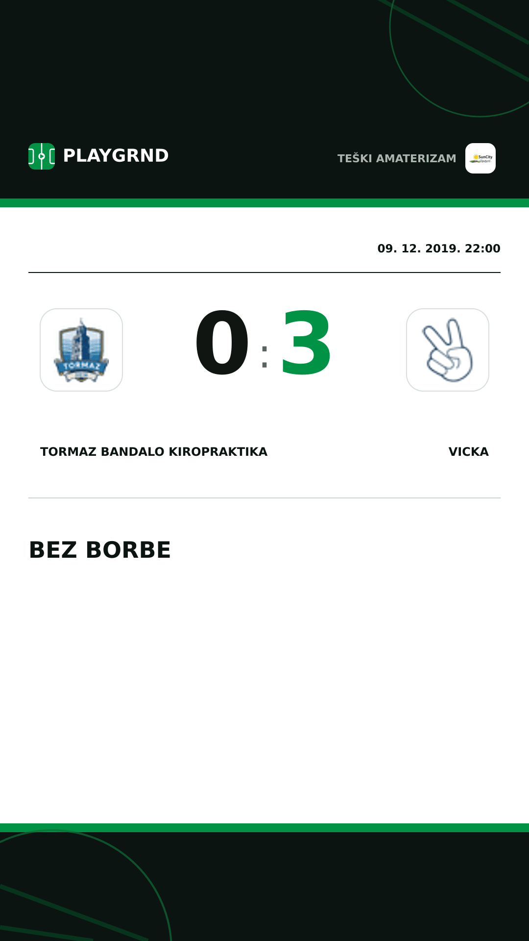 Instagram slika: Tormaz Bandalo Kiropraktika 0:3 Vicka