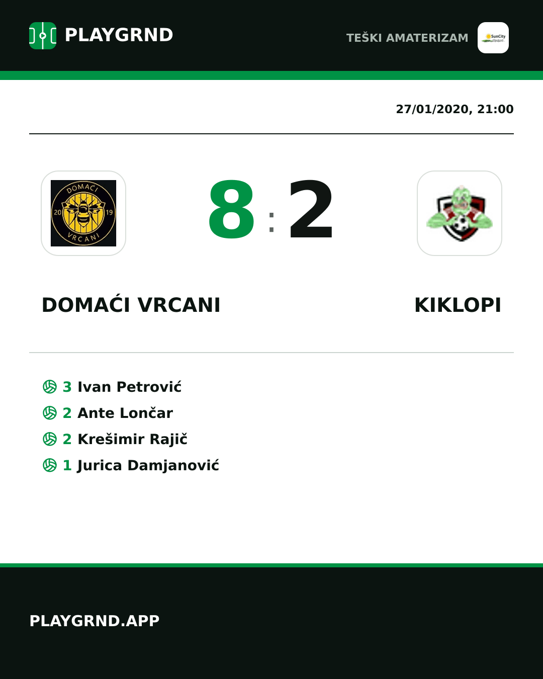 Instagram artwork: Domaći Vrcani 8:2 Kiklopi