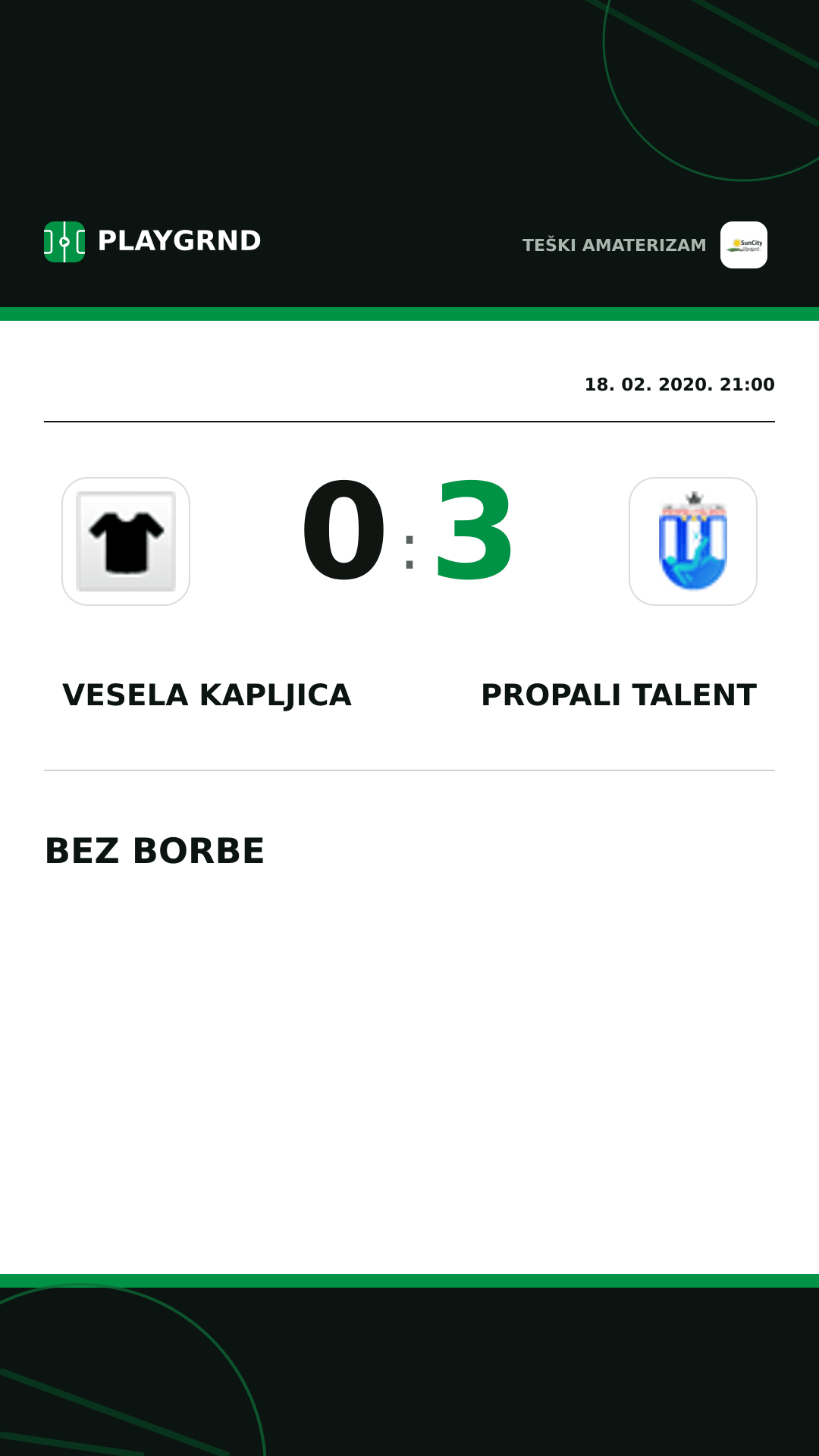 Instagram slika: Vesela Kapljica 0:3 Propali Talent