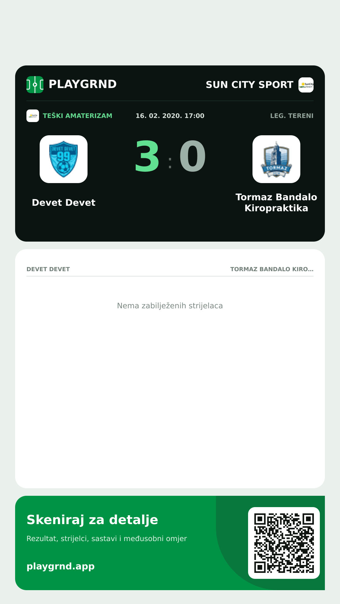 Story image: Devet Devet 3:0 Tormaz Bandalo Kiropraktika