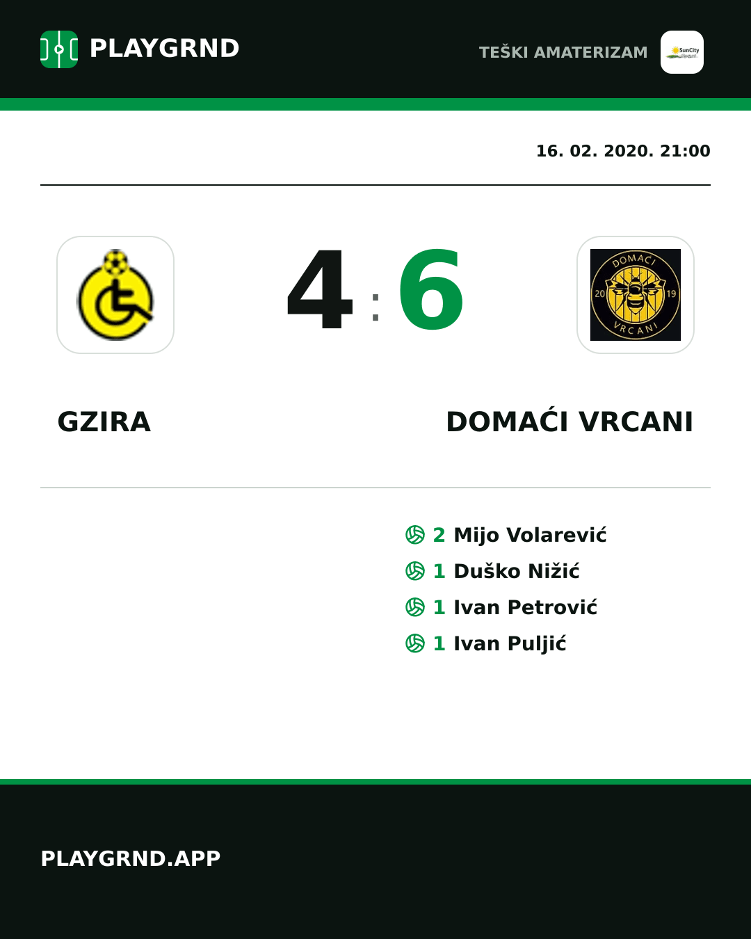 Instagram slika: Gzira 4:6 Domaći Vrcani
