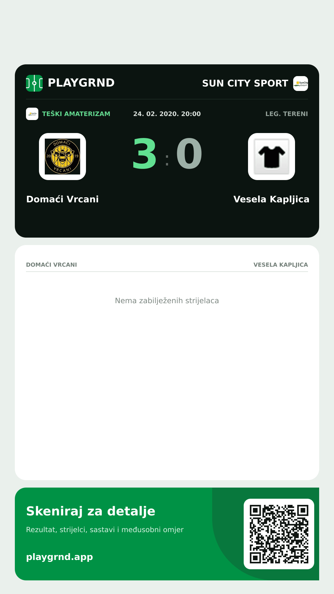 Story slika: Domaći Vrcani 3:0 Vesela Kapljica