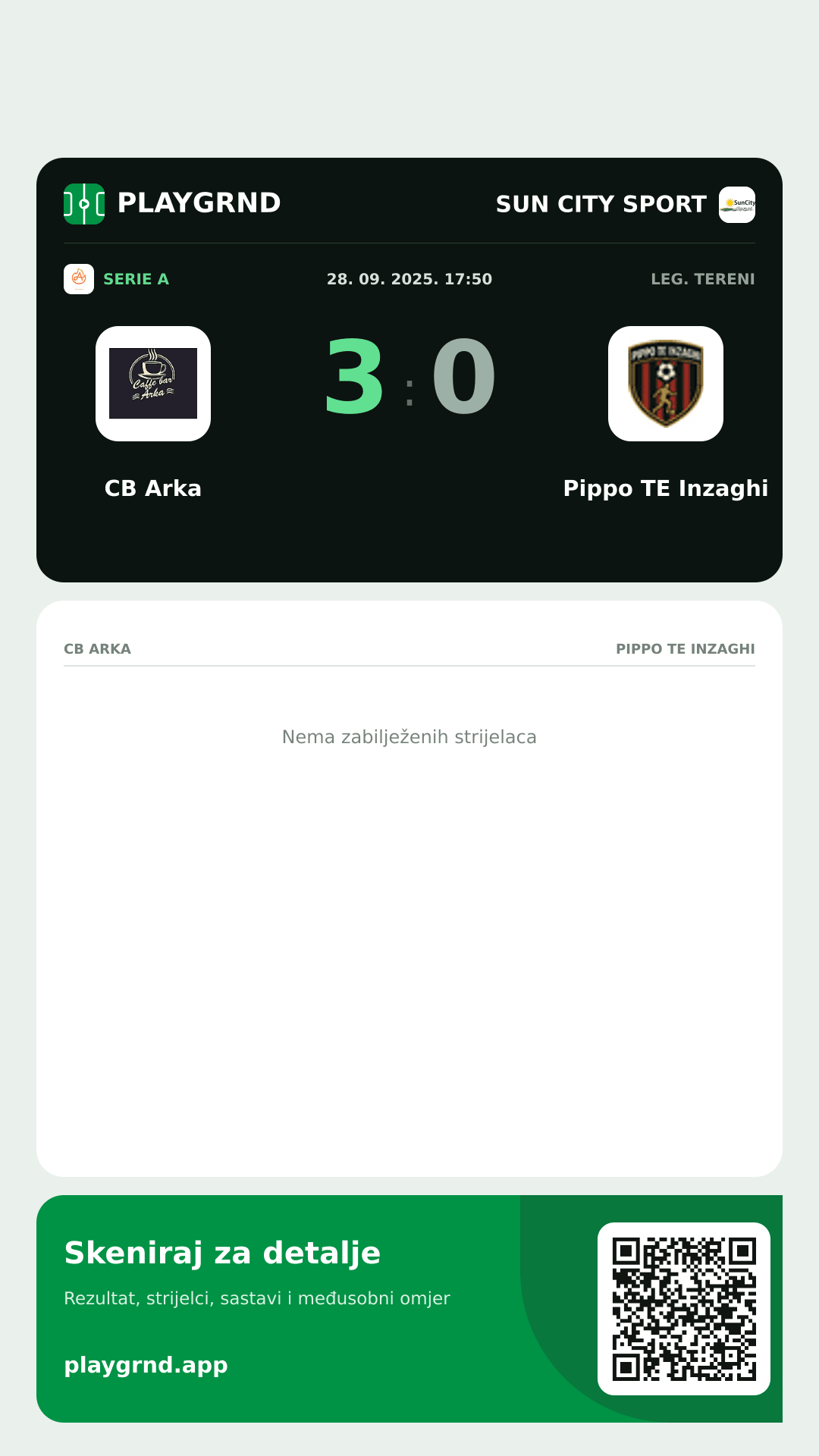 Story slika: CB Arka 3:0 Pippo TE Inzaghi