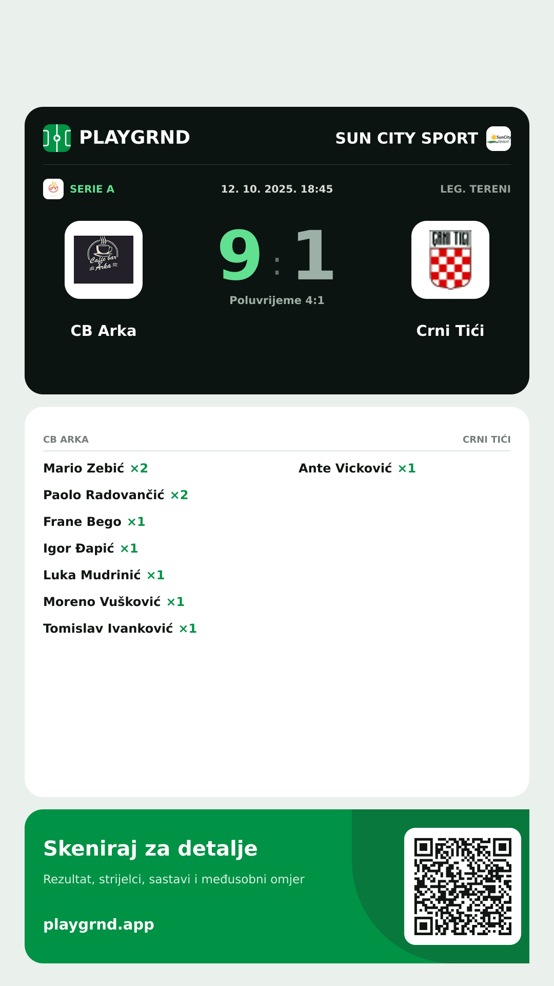 Story slika: CB Arka 9:1 Crni Tići