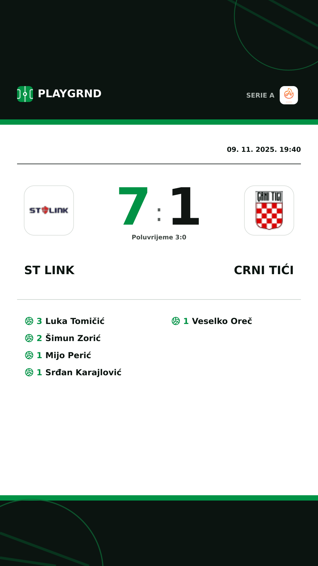 Instagram slika: ST Link 7:1 Crni Tići