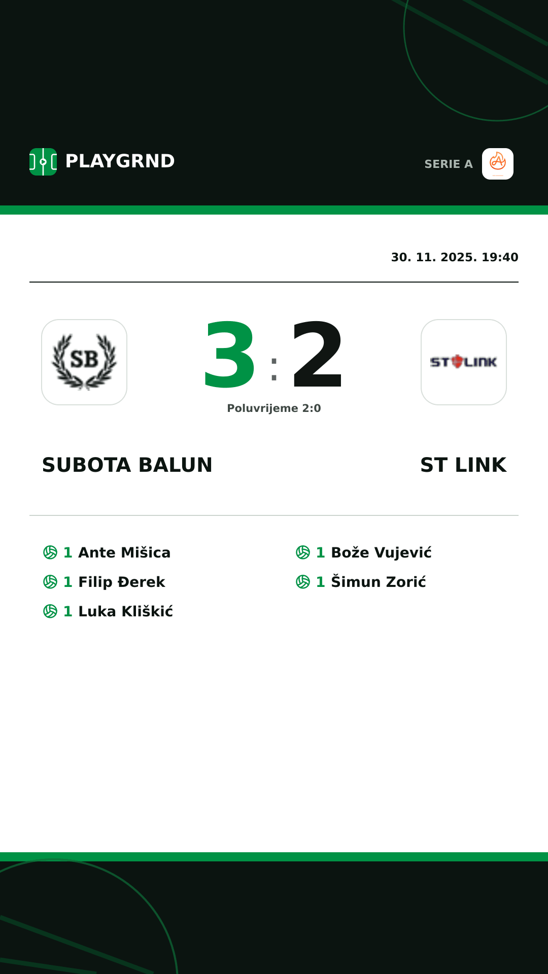 Instagram slika: Subota Balun 3:2 ST Link