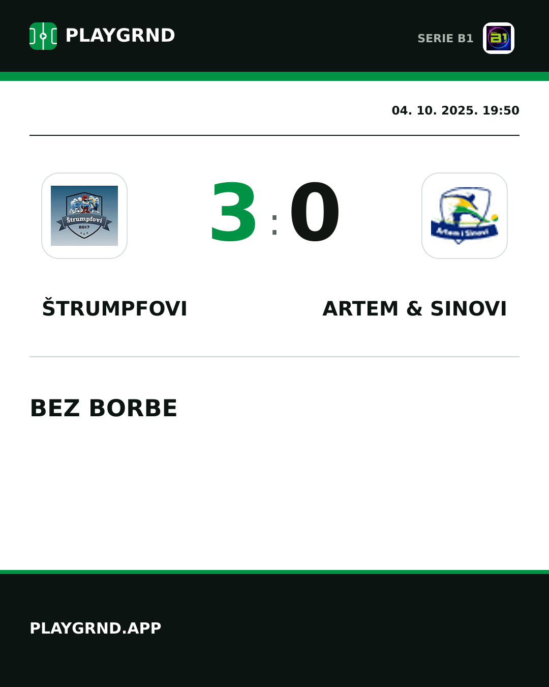 Instagram slika: Štrumpfovi 3:0 Artem & Sinovi