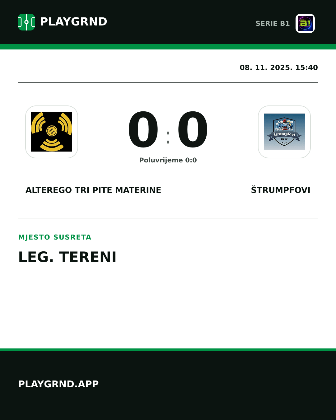 Instagram slika: CB Piccadilly Tri Pite Materine 0:0 Štrumpfovi