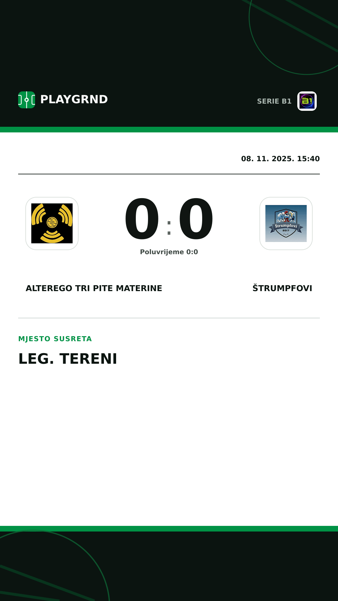 Instagram slika: CB Piccadilly Tri Pite Materine 0:0 Štrumpfovi