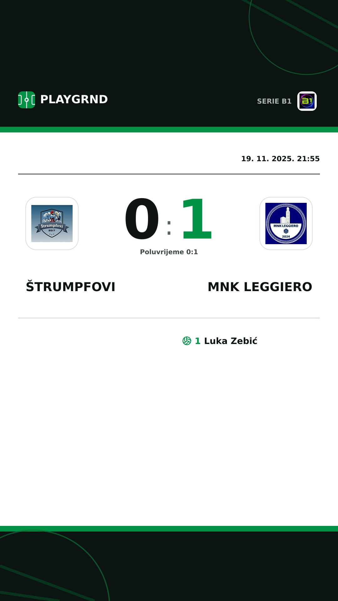 Instagram slika: Štrumpfovi 0:1 MNK Leggiero