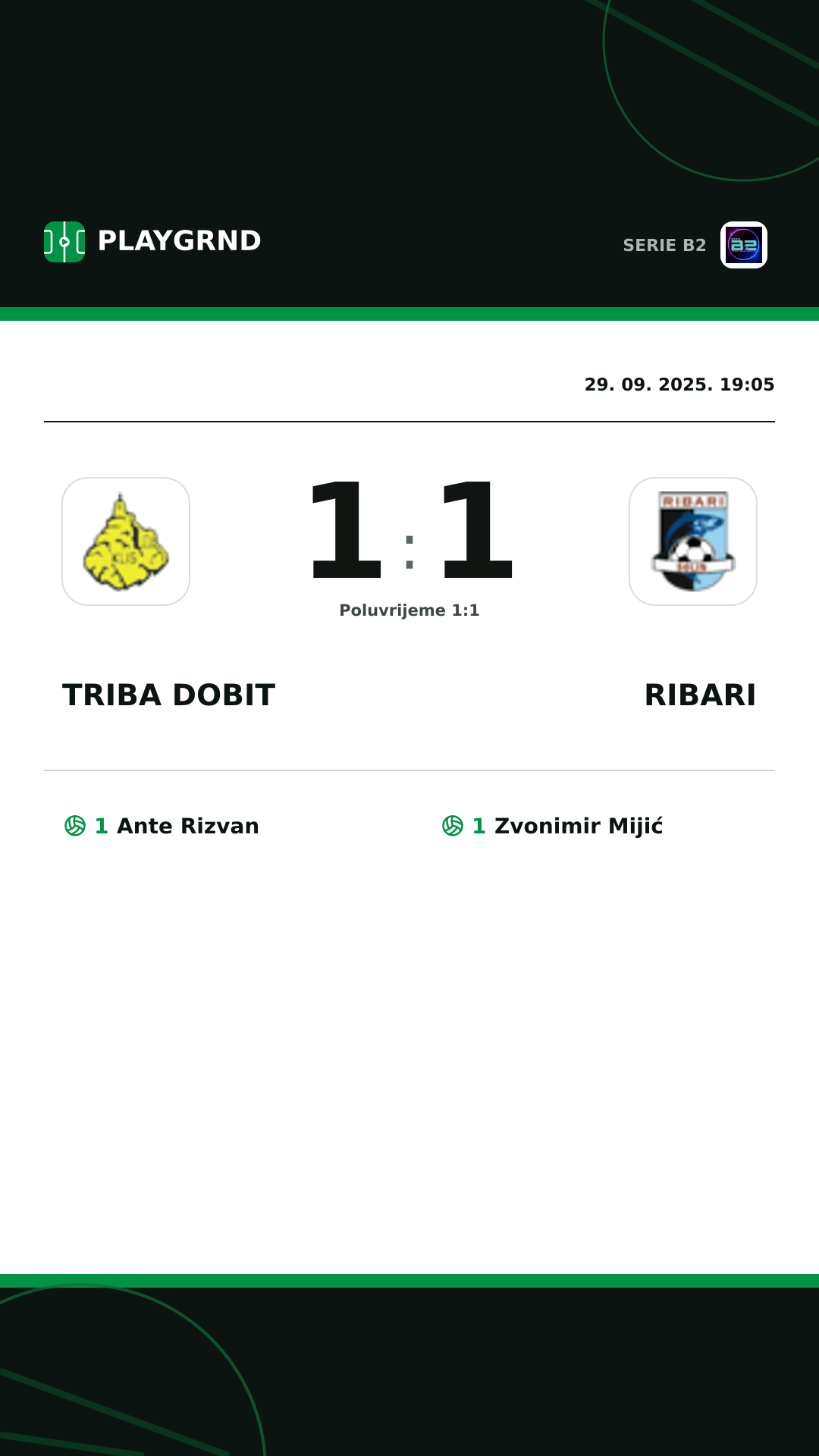 Instagram slika: Triba Dobit 1:1 Ribari