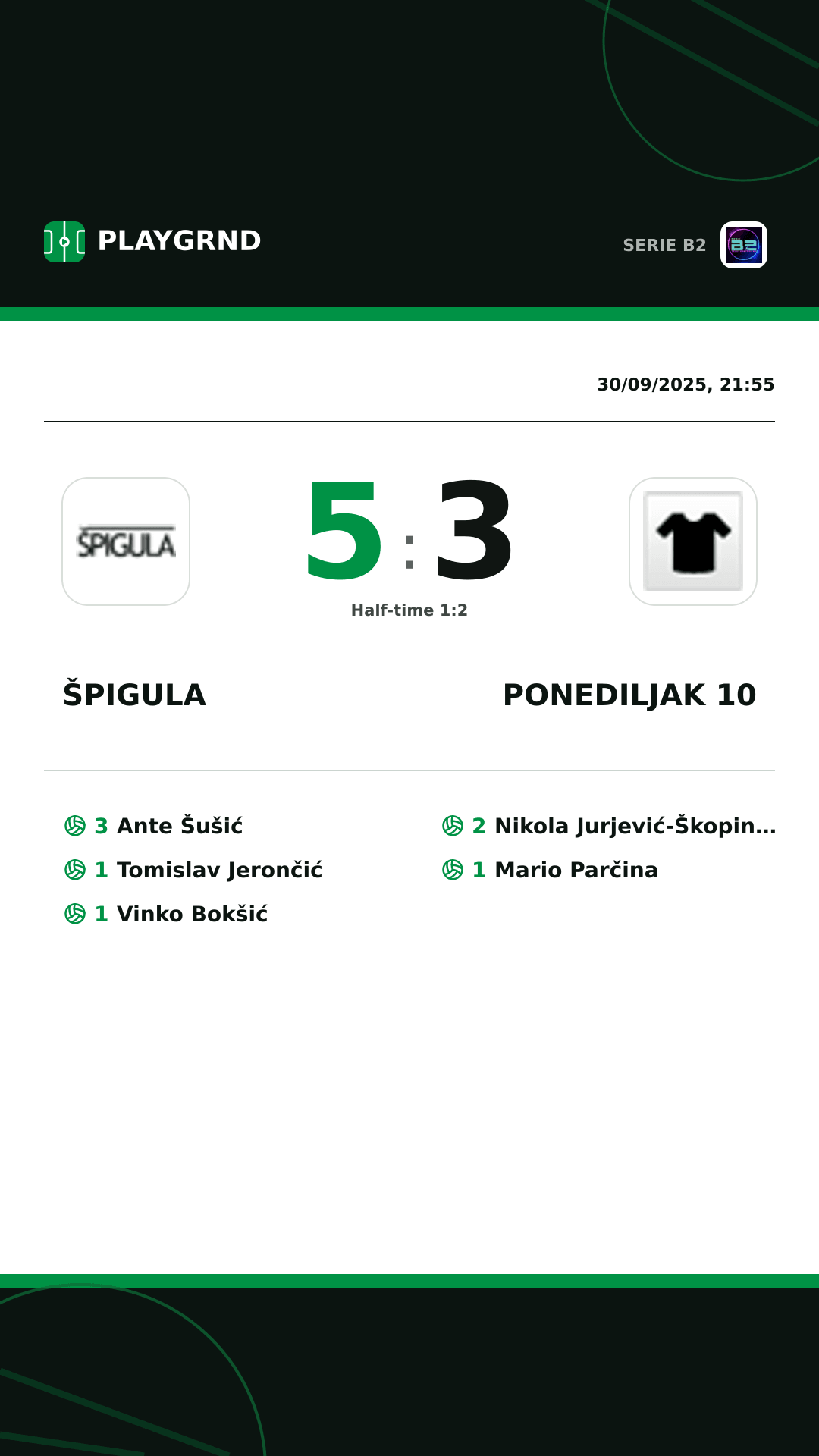 Instagram artwork: Špigula 5:3 Ponediljak 10