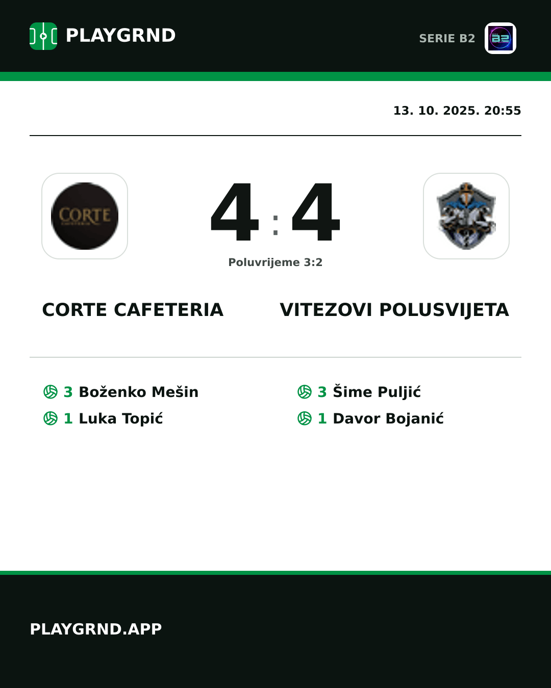 Instagram slika: Corte Cafeteria 4:4 Vitezovi Polusvijeta
