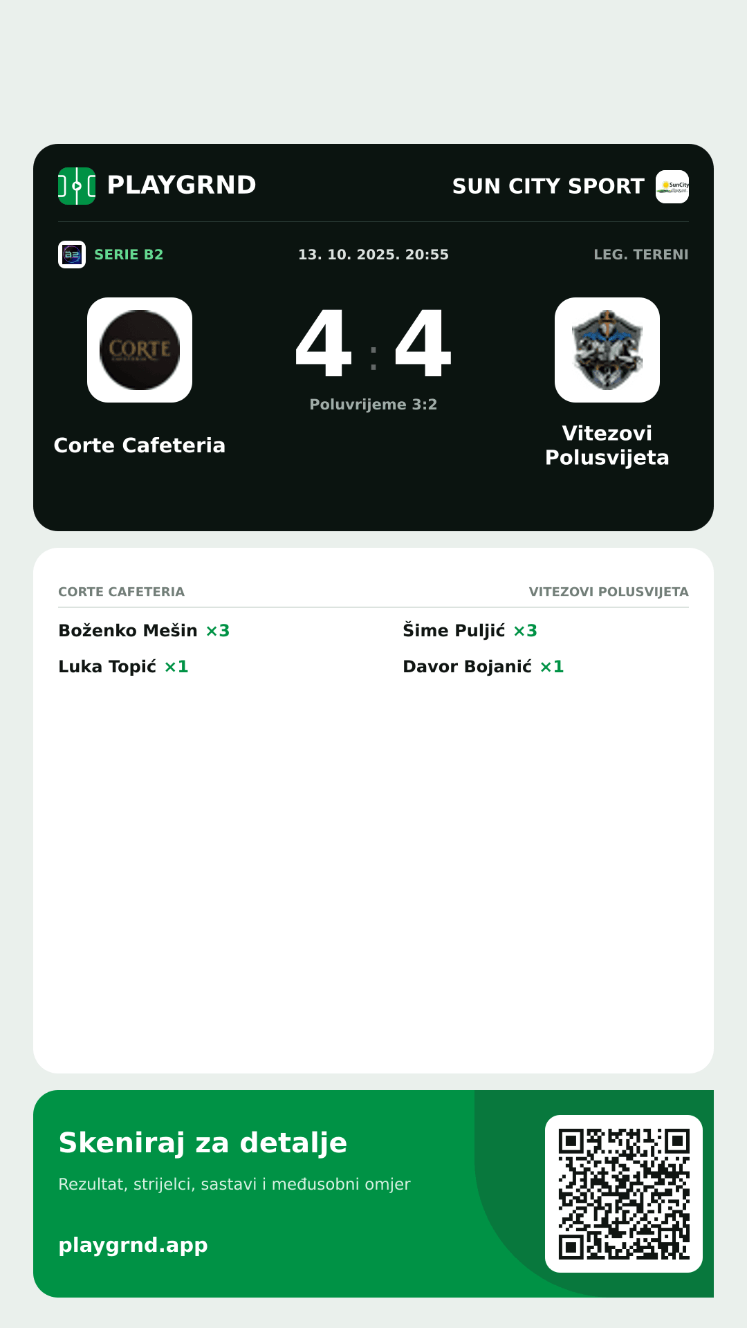 Story image: Corte Cafeteria 4:4 Vitezovi Polusvijeta