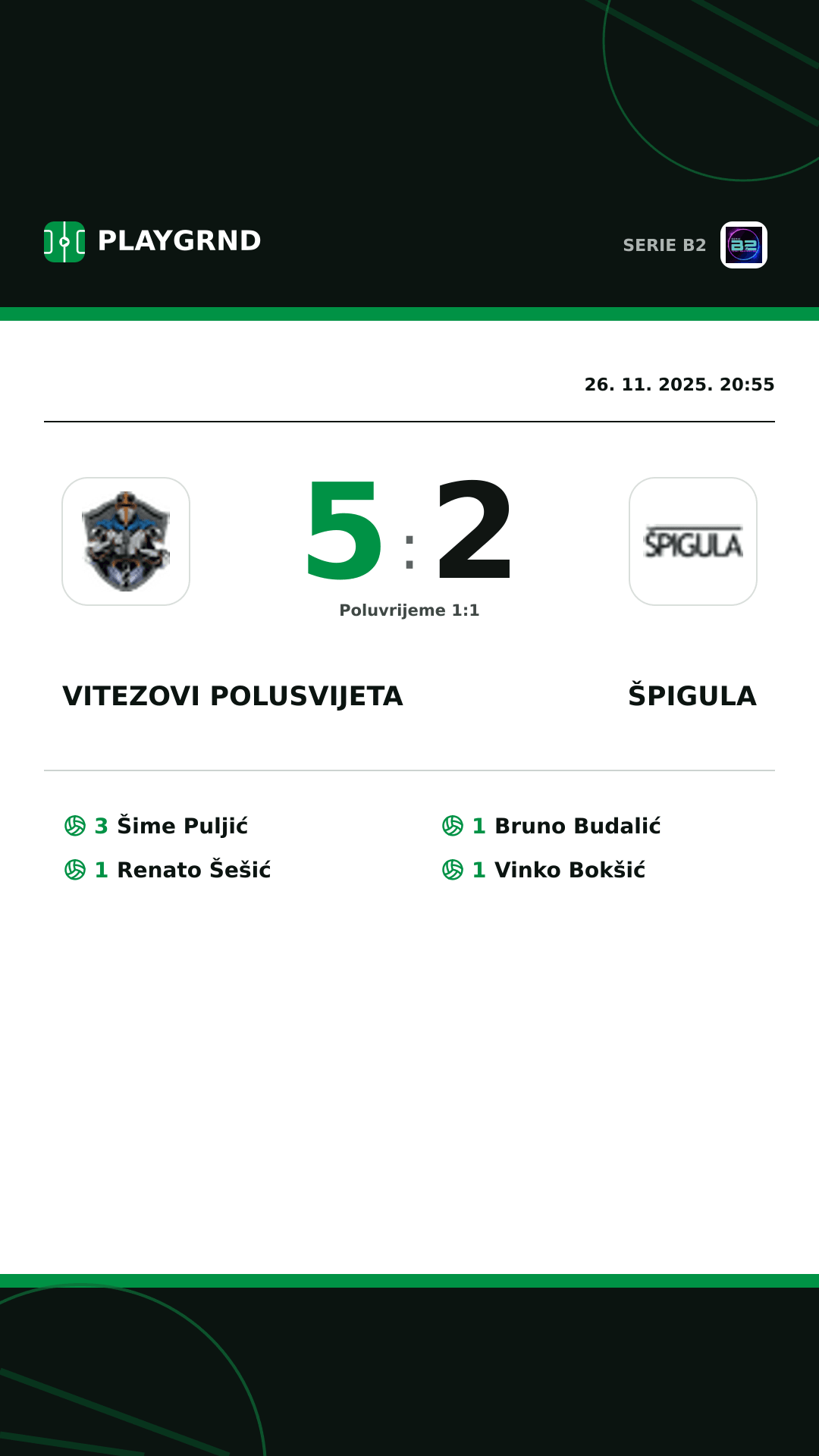 Instagram slika: Vitezovi Polusvijeta 5:2 Špigula