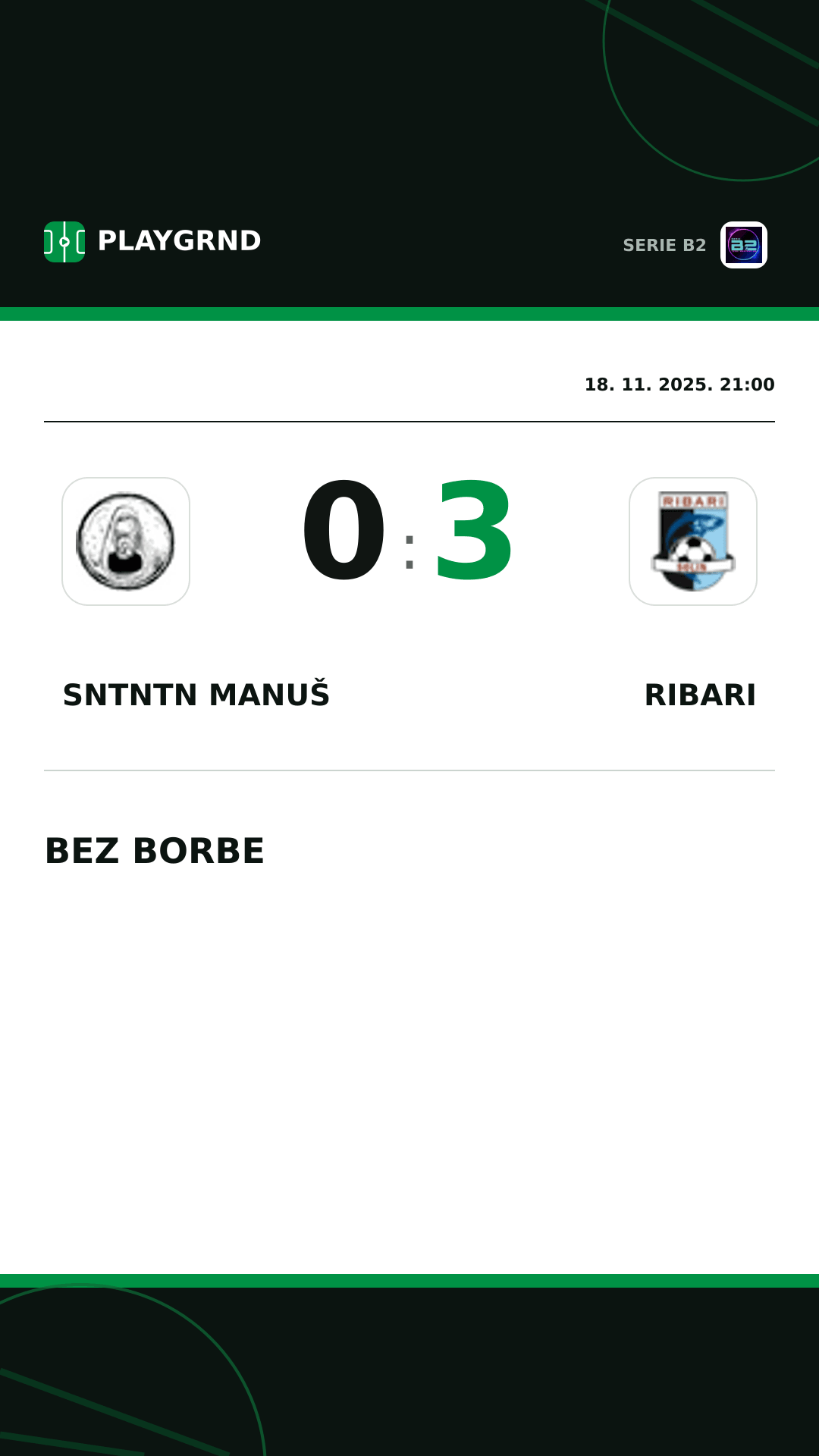 Instagram slika: Sntntn Manuš 0:3 Ribari