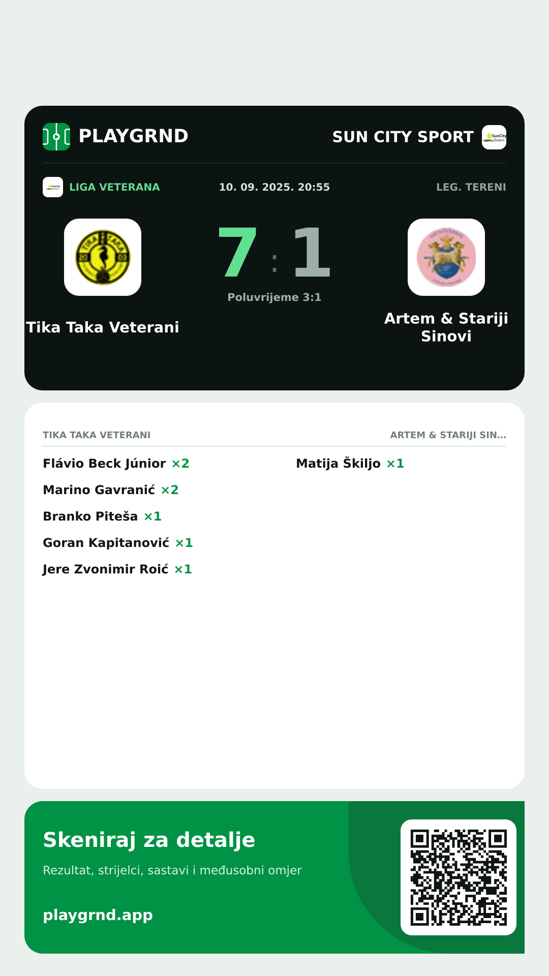 Story slika: Tika Taka Veterani 7:1 Artem & Stariji Sinovi