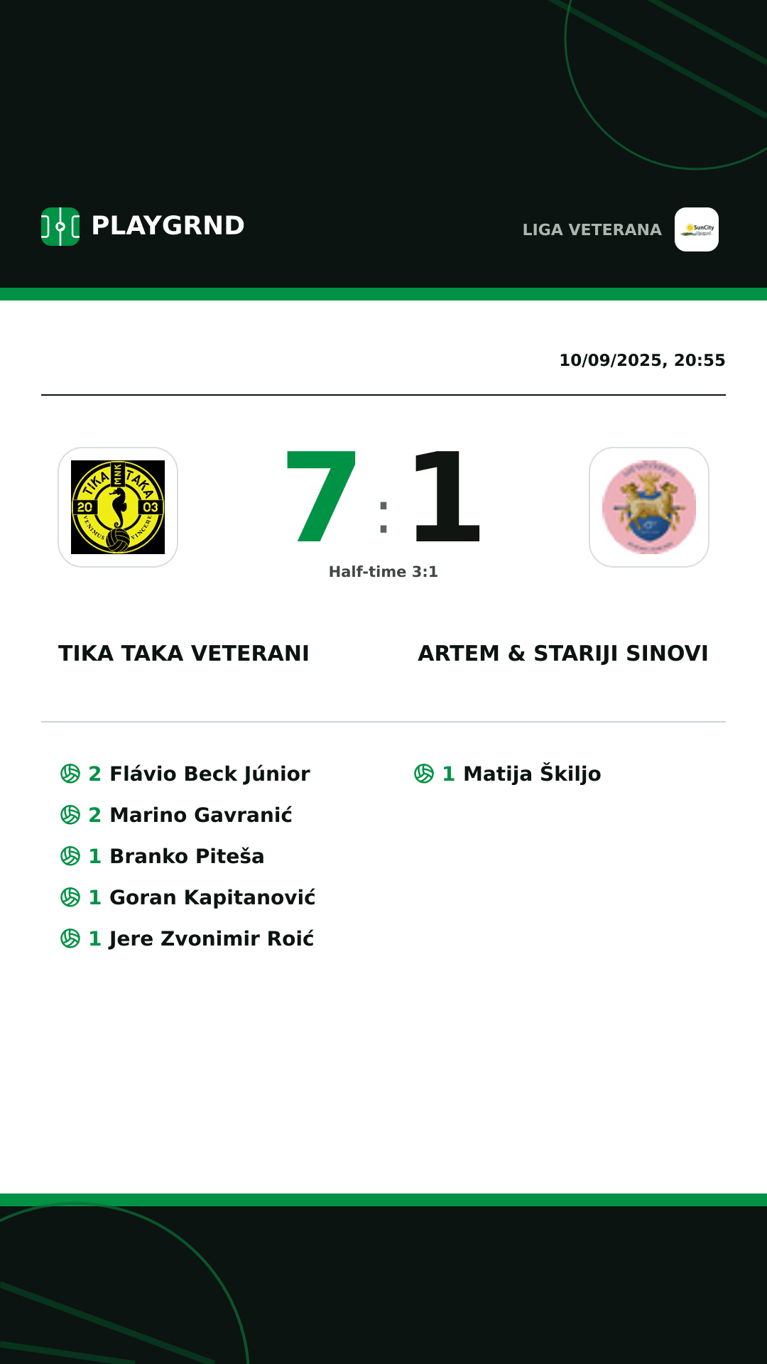 Instagram artwork: Tika Taka Veterani 7:1 Artem & Stariji Sinovi