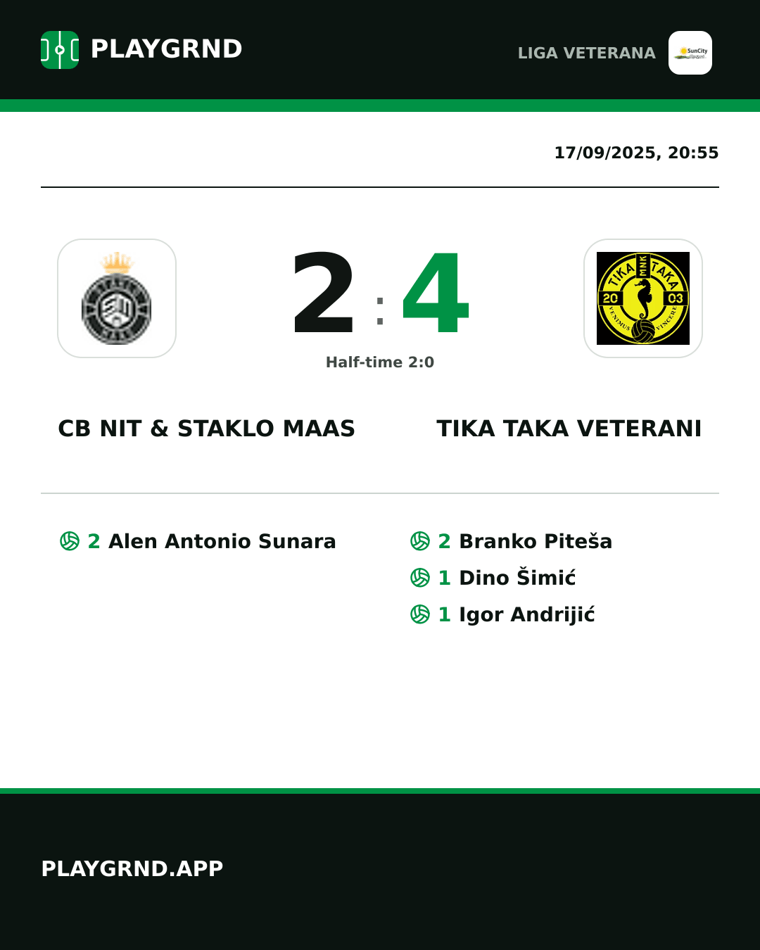 Instagram artwork: CB Nit & Staklo Maas 2:4 Tika Taka Veterani